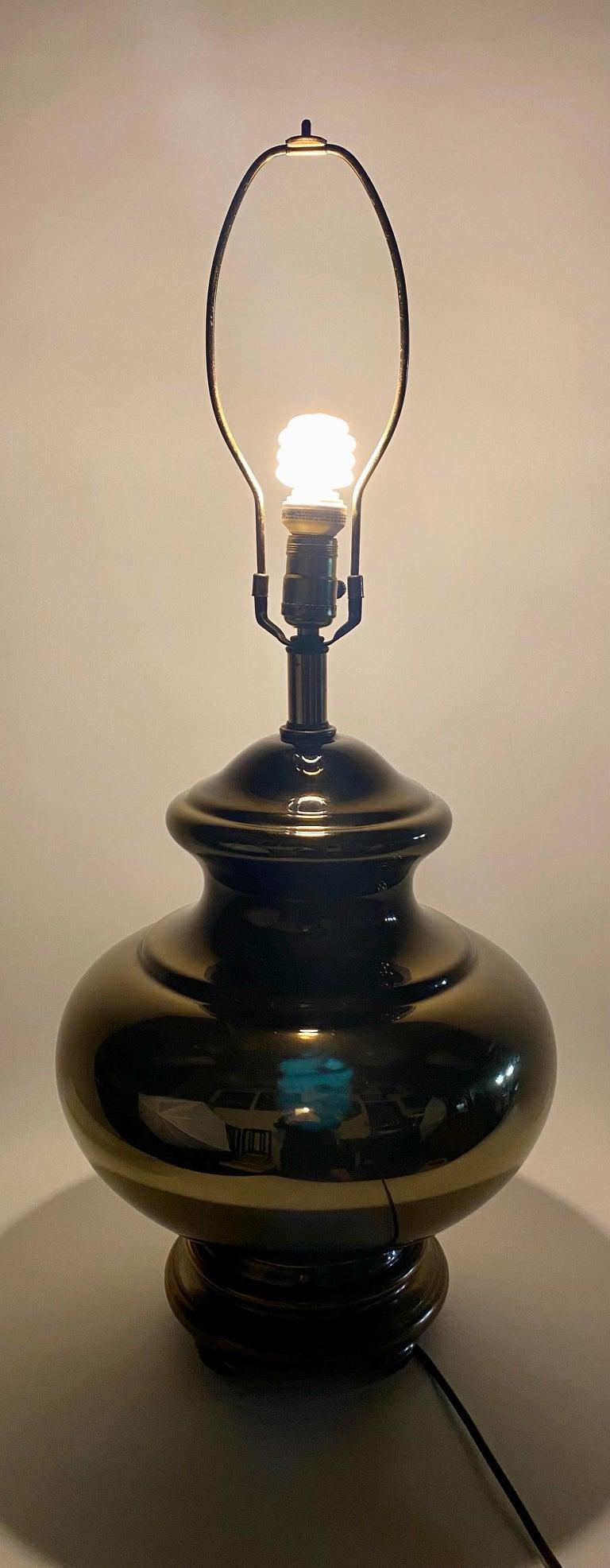 Mid-Century Modern Copper Table Lamp with Original Shades, a Pair For Sale 7