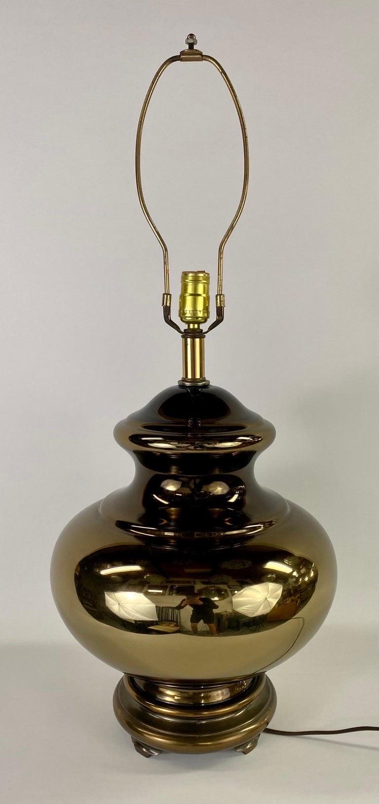 20th Century Mid-Century Modern Copper Table Lamp with Original Shades, a Pair For Sale
