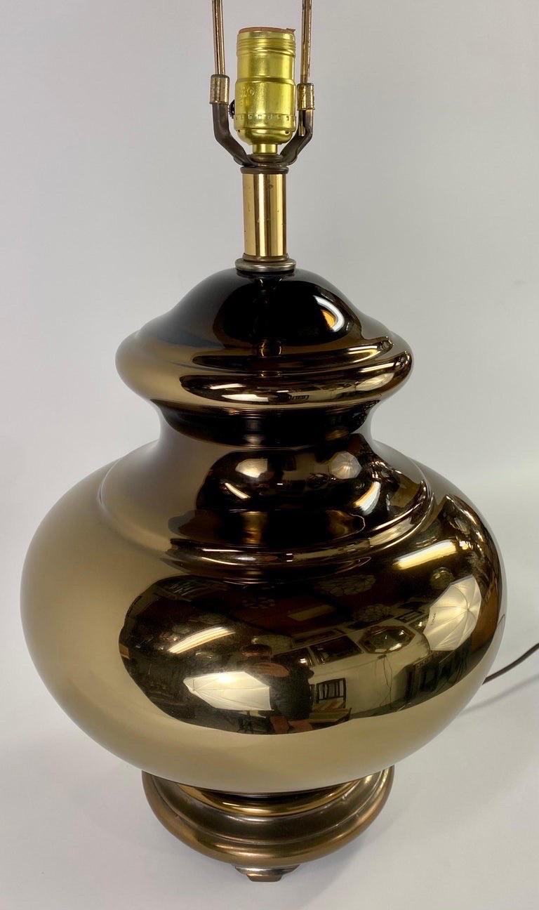 Mid-Century Modern Copper Table Lamp with Original Shades, a Pair For Sale 1