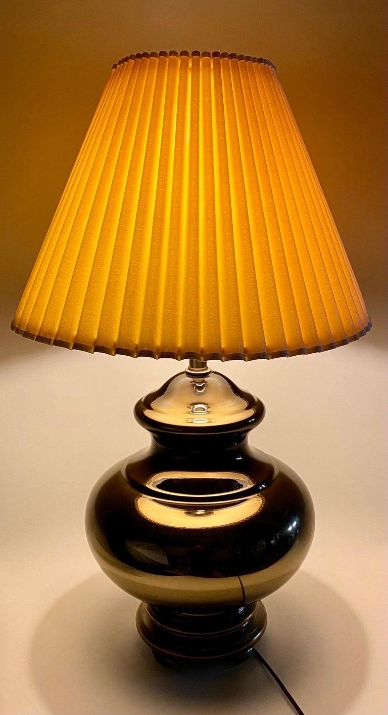 Mid-Century Modern Copper Table Lamp with Original Shades, a Pair For Sale 3