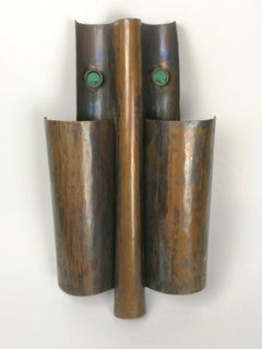Mid-century modern copper wall sculpture (mask), 1960's (50216)