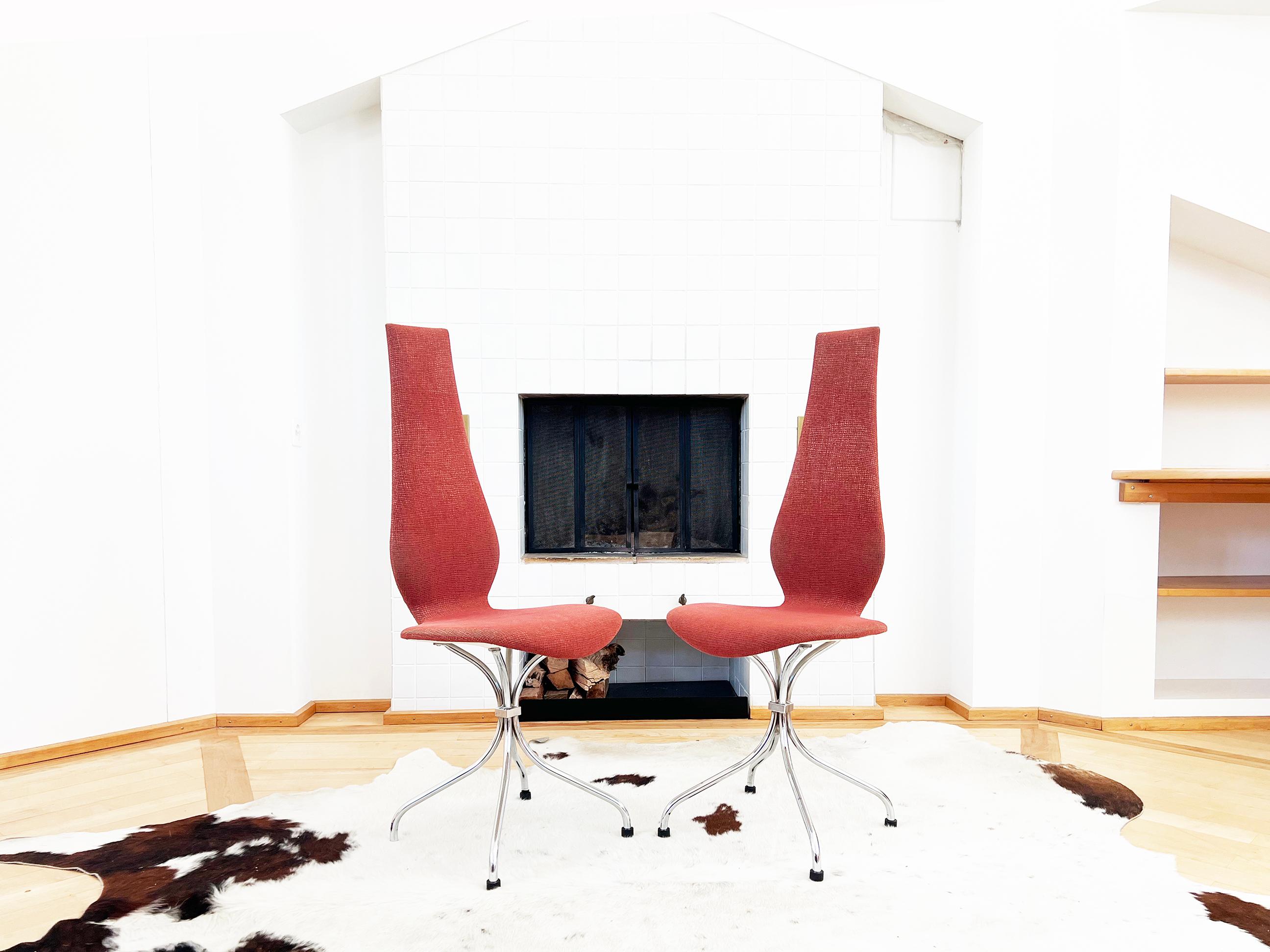 Milieu du XXe siècle Six chaises de salle à manger en argent corail Theo Häberli Switzerland Mid-Century Modern 1960s en vente