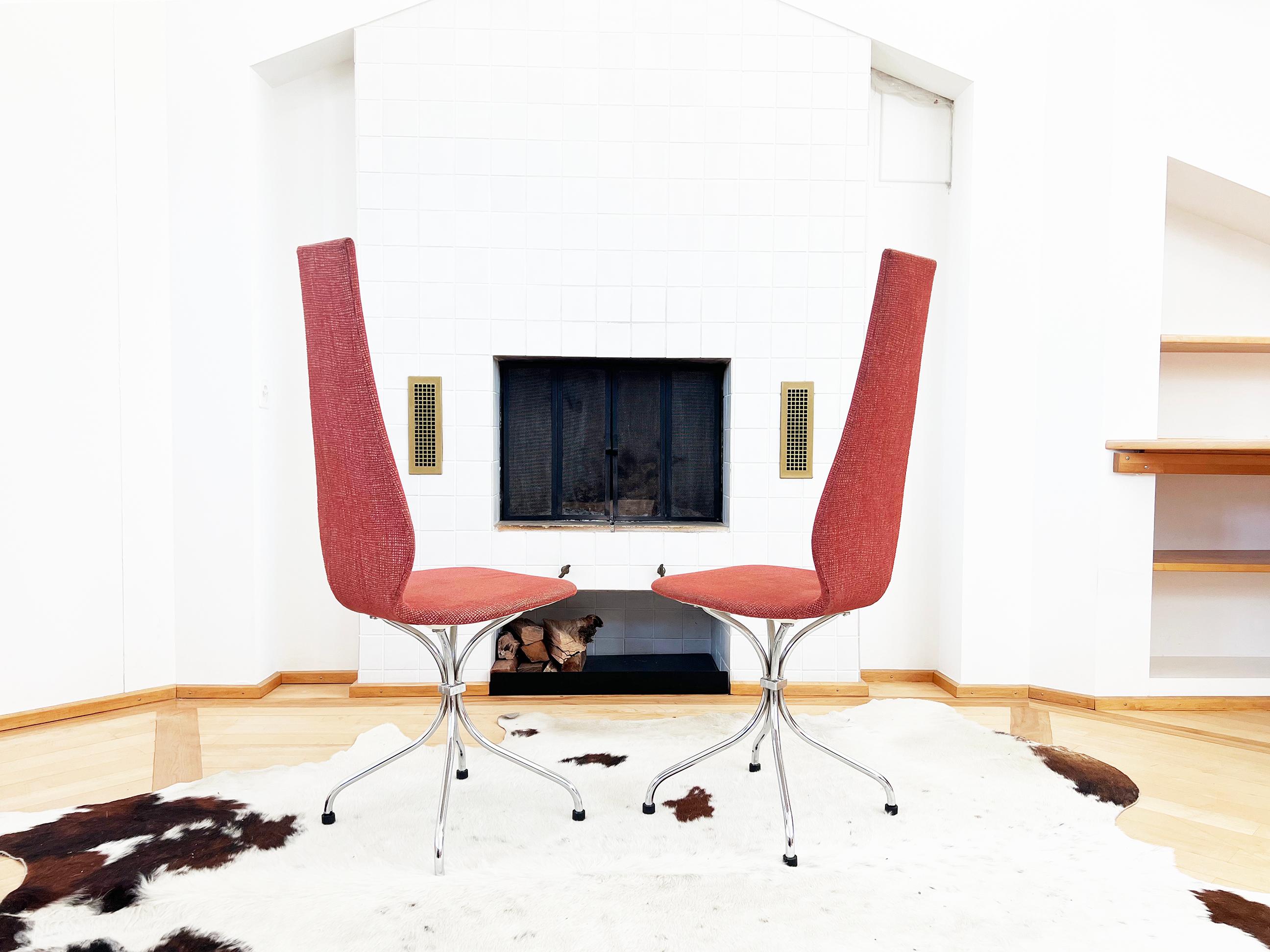 Six chaises de salle à manger en argent corail Theo Häberli Switzerland Mid-Century Modern 1960s en vente 1