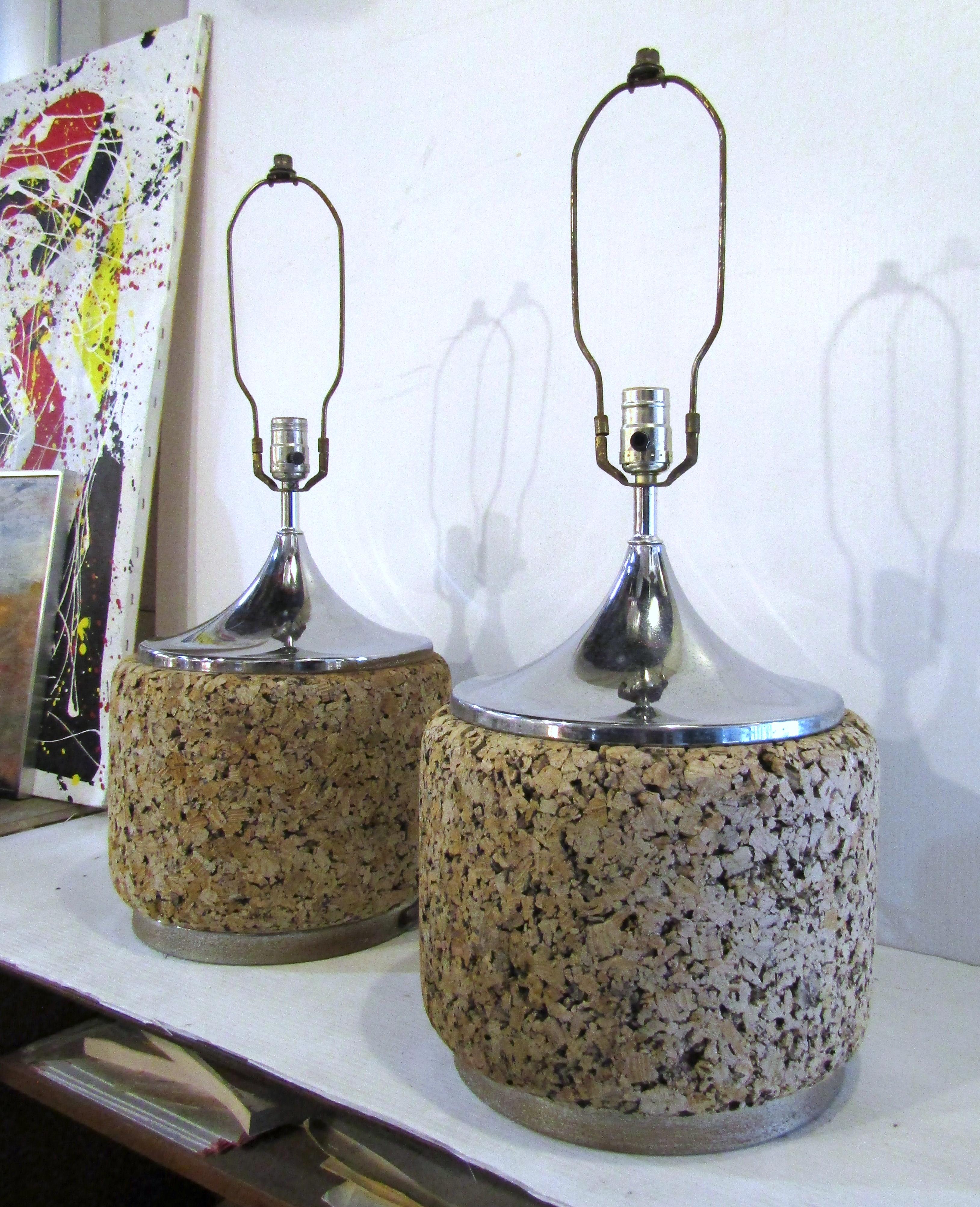 Mid-Century Modern Cork Lamps In Good Condition In Brooklyn, NY