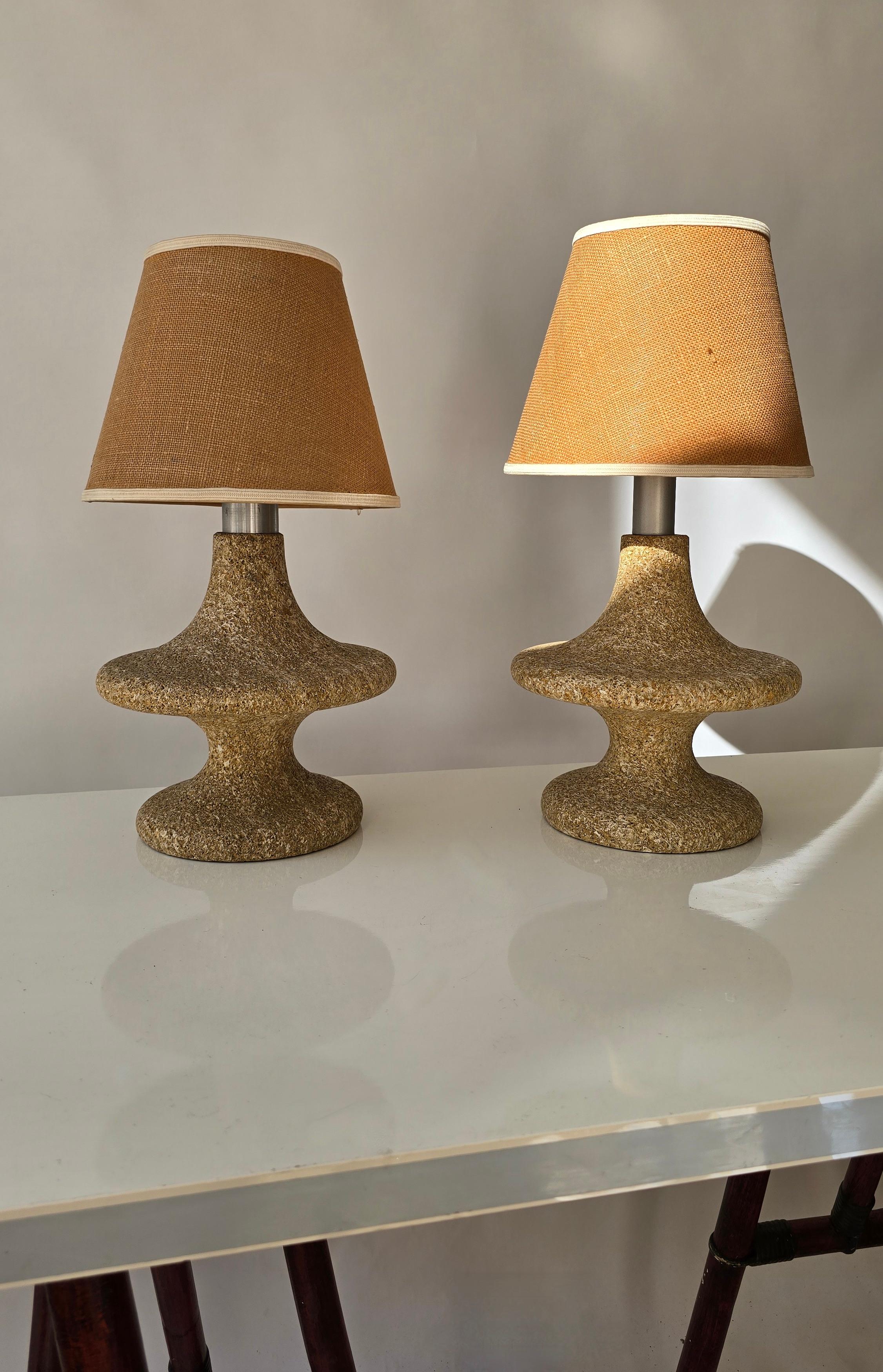 Lampade in pietra con effetto sughero, anni '70, Set di 2 In condizioni buone in vendita a Antwerp, BE