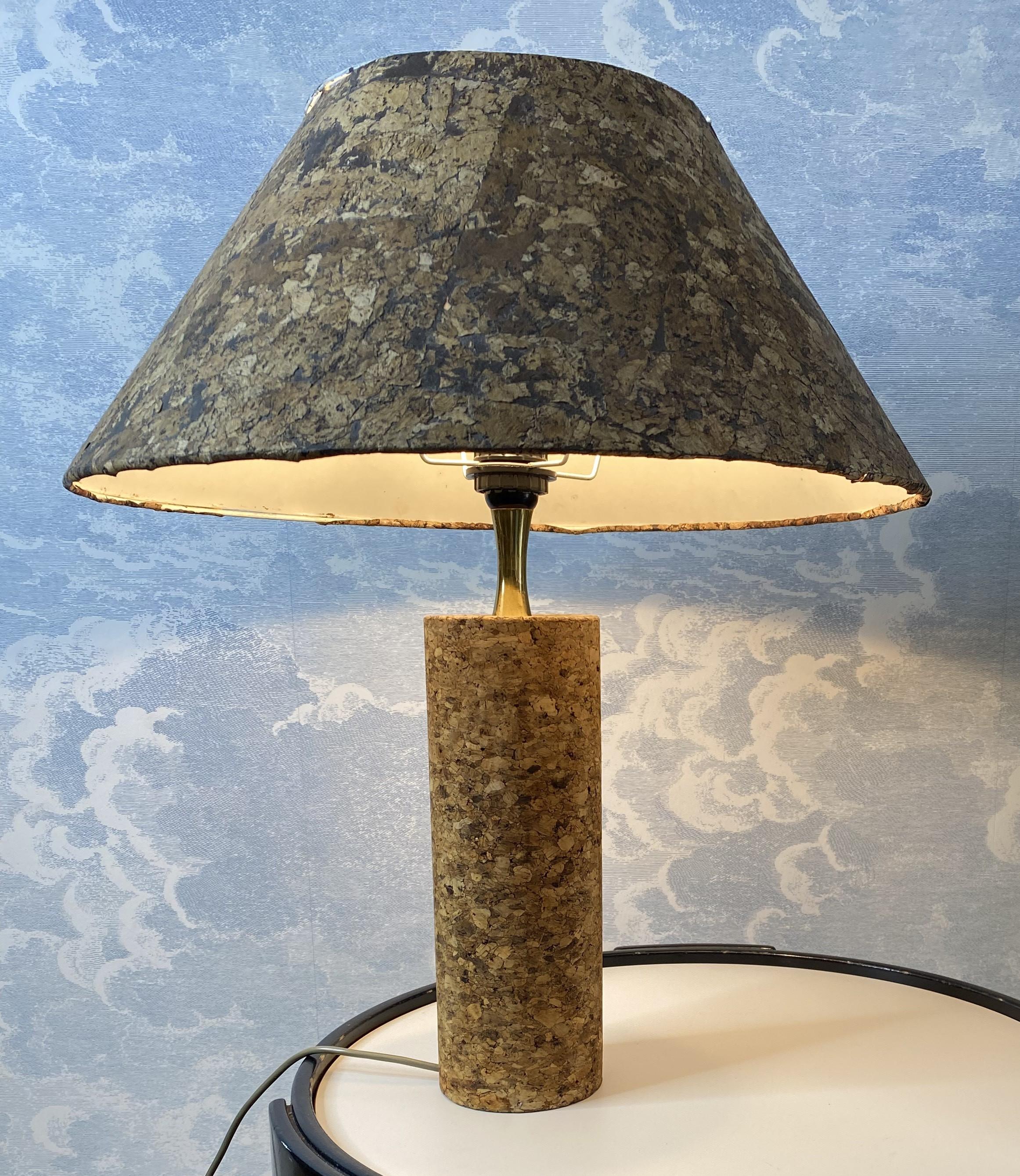 Lampada da tavolo in sughero del Mid Century Modern, Italia, anni '70 in vendita 1