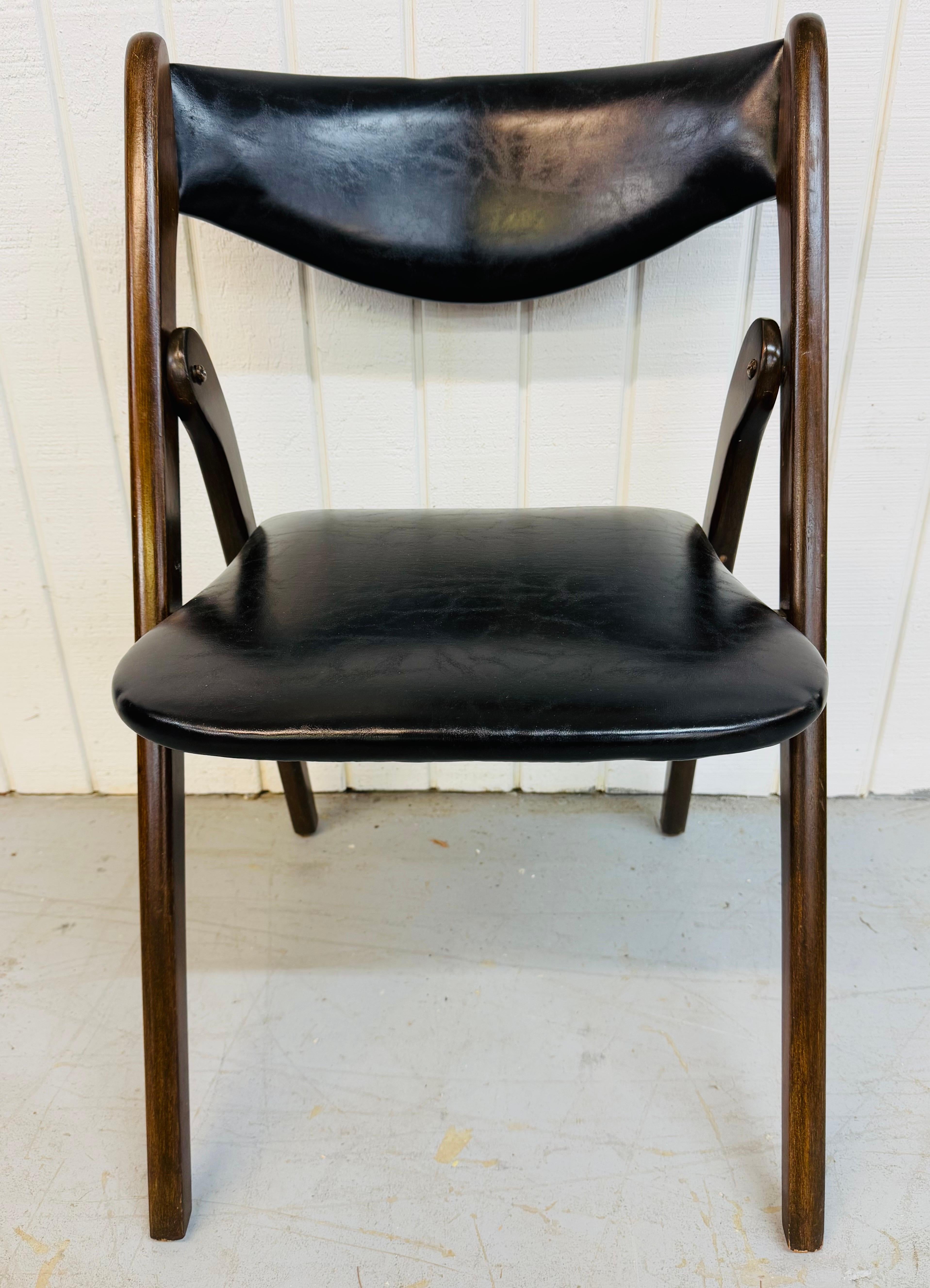 Mid-Century Modern Coronet Walnut Folding Dining Chairs - Set of 6 In Good Condition In Clarksboro, NJ
