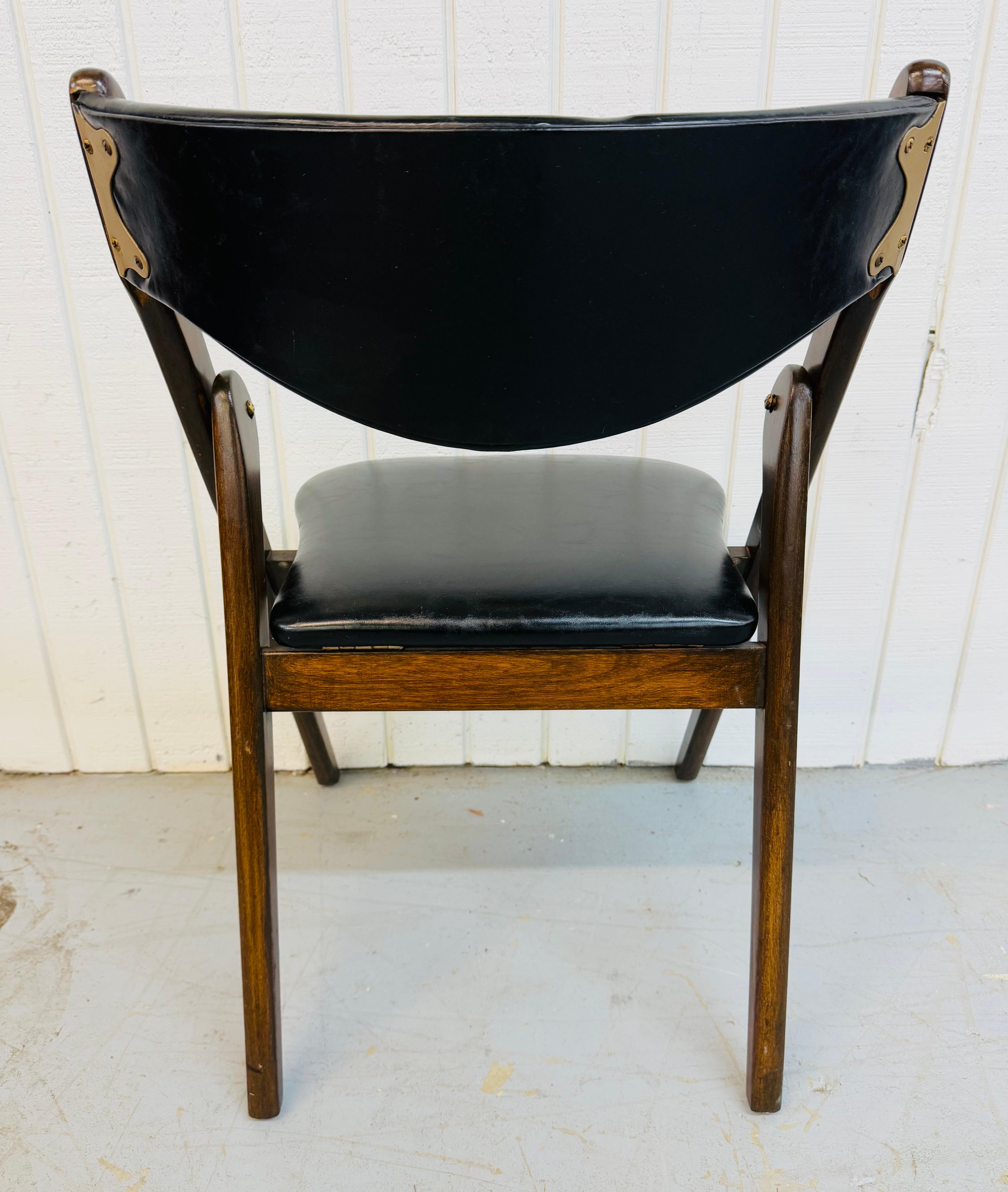 Upholstery Mid-Century Modern Coronet Walnut Folding Dining Chairs - Set of 6