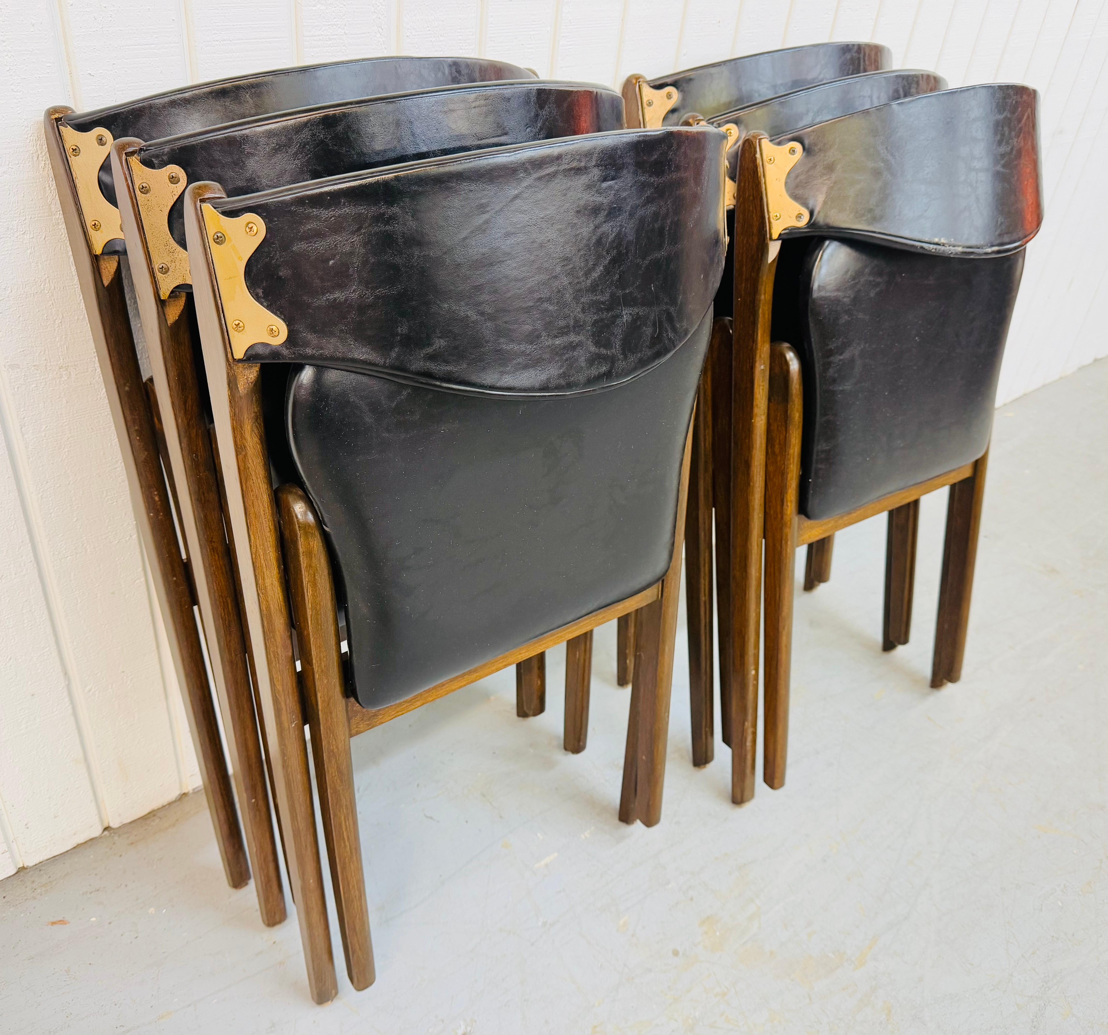 Mid-Century Modern Coronet Walnut Folding Dining Chairs - Set of 6 1