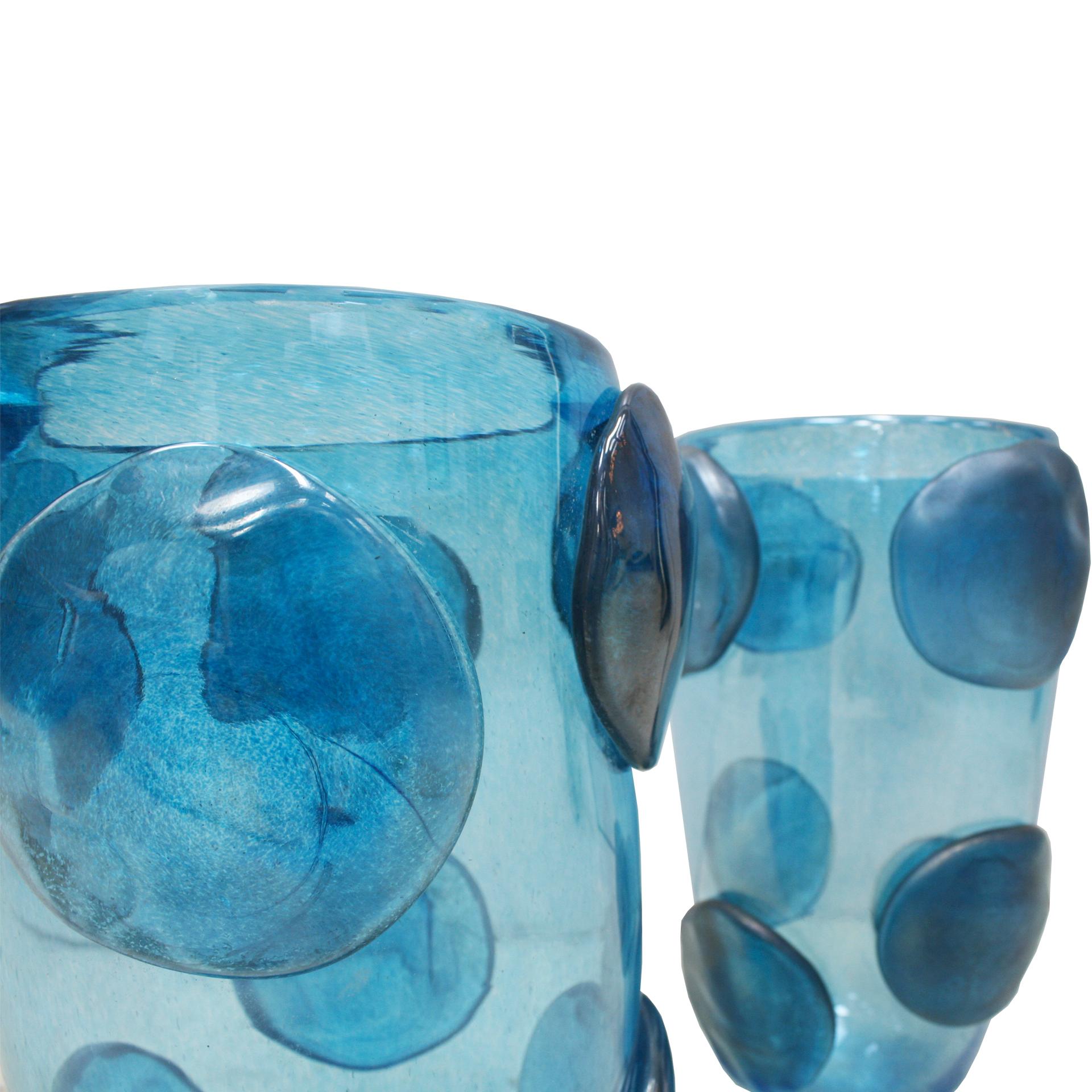 Mid-Century Modern Costantini Blue Murano Glass Pair of Italian Vases For Sale 1