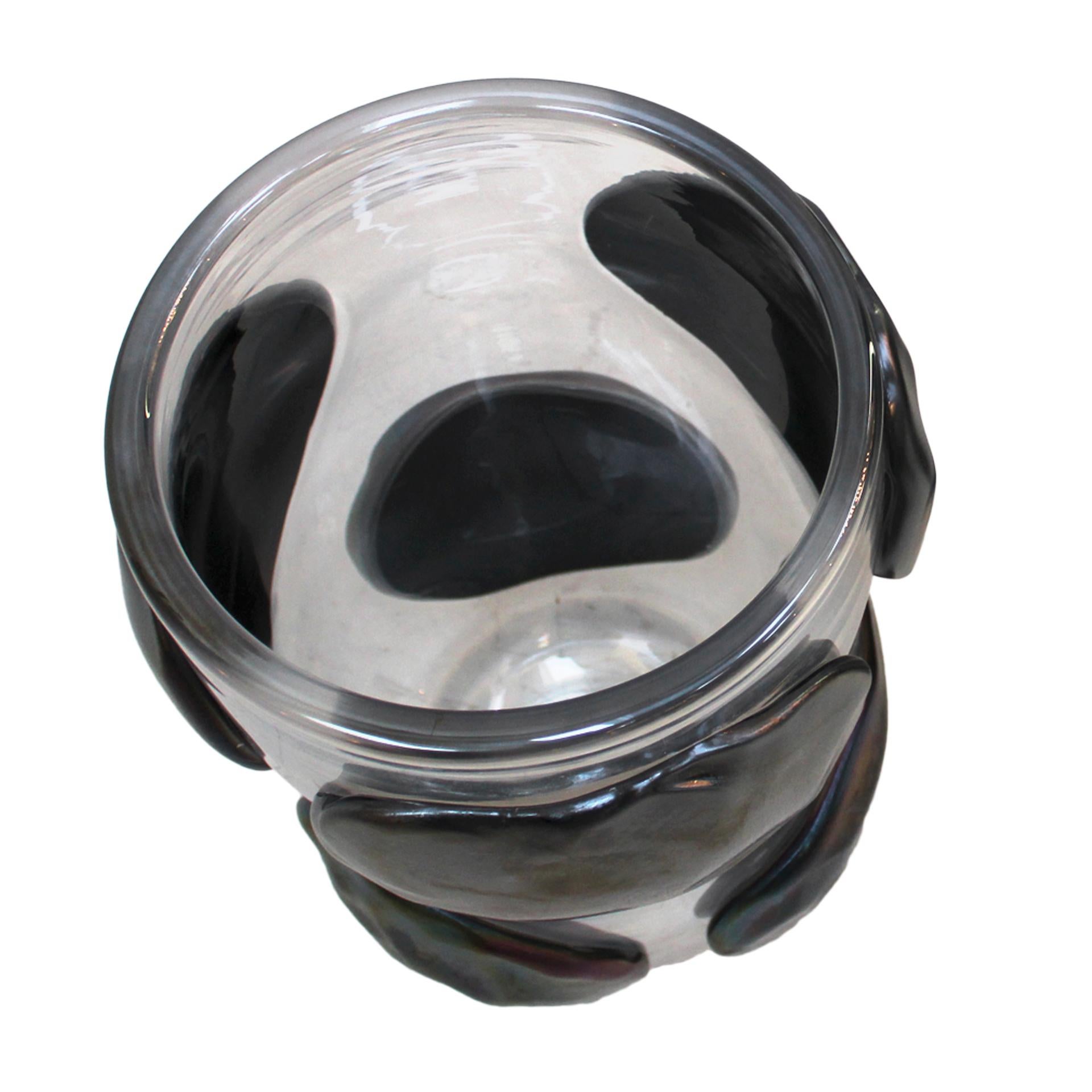 Mitte des Jahrhunderts Modern Costantini Murano Klar und Schwarz Glas Italienische Vase (Moderne der Mitte des Jahrhunderts) im Angebot