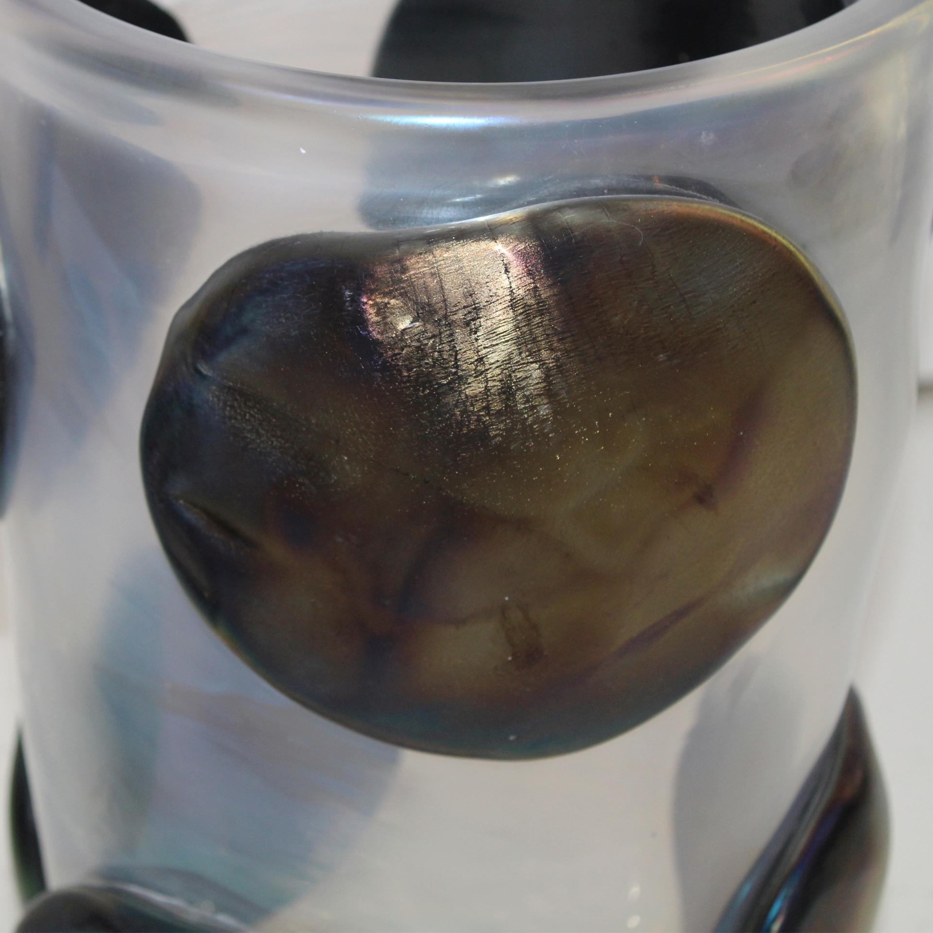Mitte des Jahrhunderts Modern Costantini Murano Klar und Schwarz Glas Italienische Vase im Zustand „Gut“ im Angebot in Ibiza, Spain