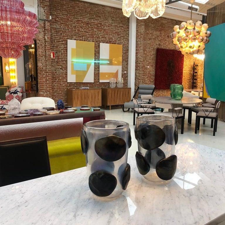 Mitte des Jahrhunderts Modern Costantini Murano Klar und Schwarz Glas Italienische Vase im Angebot 1