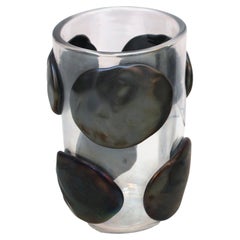 Mid-Century Modern Costantini Murano Clear and Black Glass Italian Vase