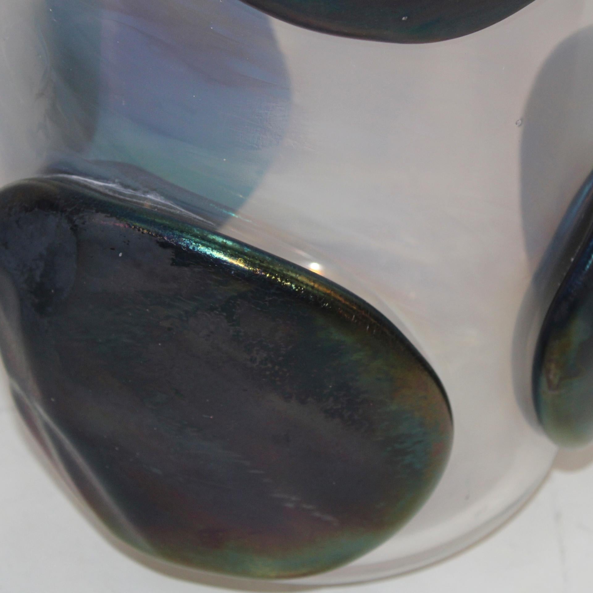 Mediados de siglo moderno Costantini Murano Glass italiano, Par de jarrones finales del siglo XX en venta