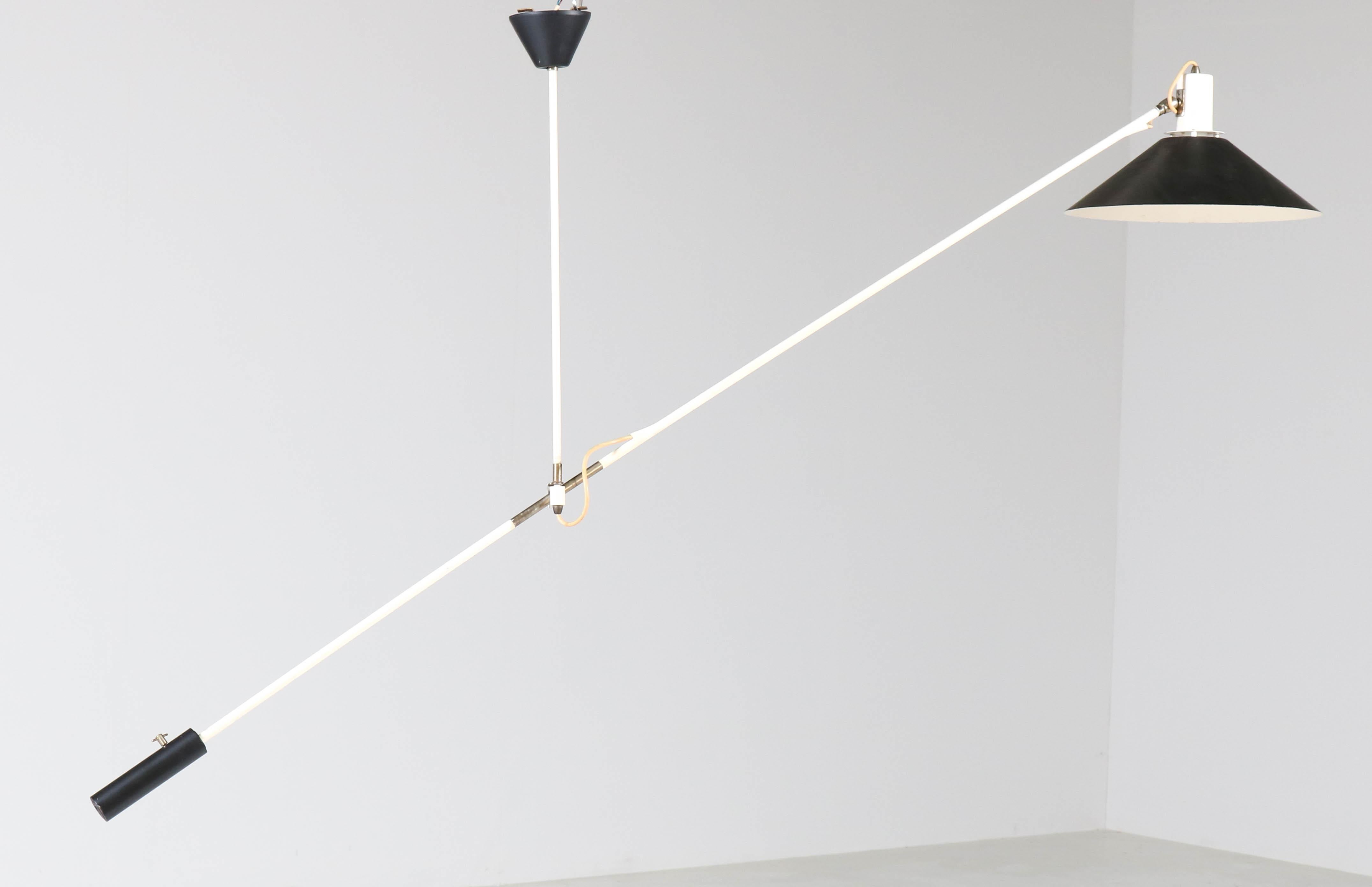 Dutch Mid-Century Modern Counter Balance Ceiling Light by J.J.M. Hoogervorst for Anvia