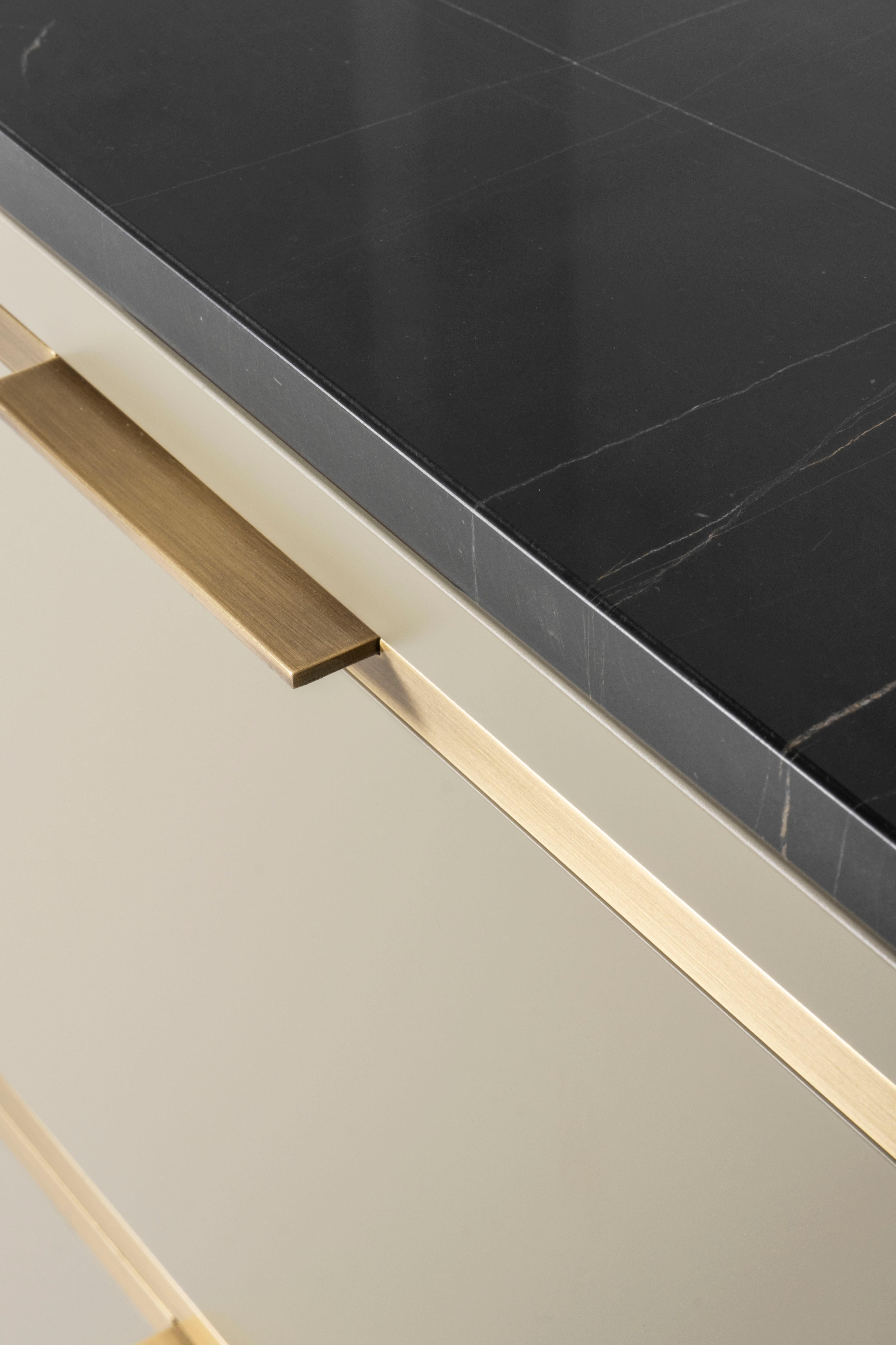 Set de 2 tables de chevet Coupe Mid-Century Modern, Sahara Noir Marble, By Greenapple en vente 3