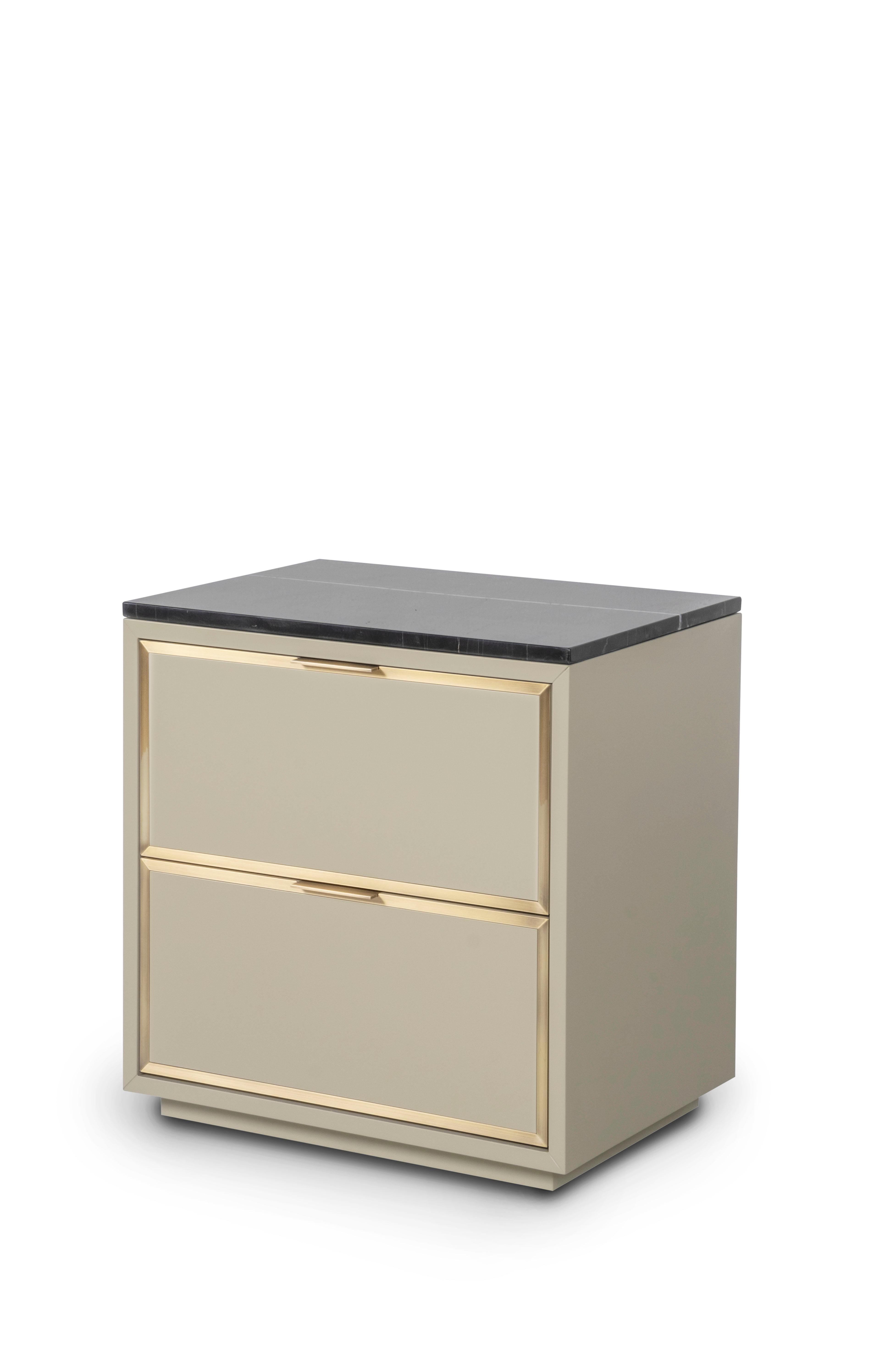 Set de 2 tables de chevet Coupe Mid-Century Modern, Sahara Noir Marble, By Greenapple en vente 4