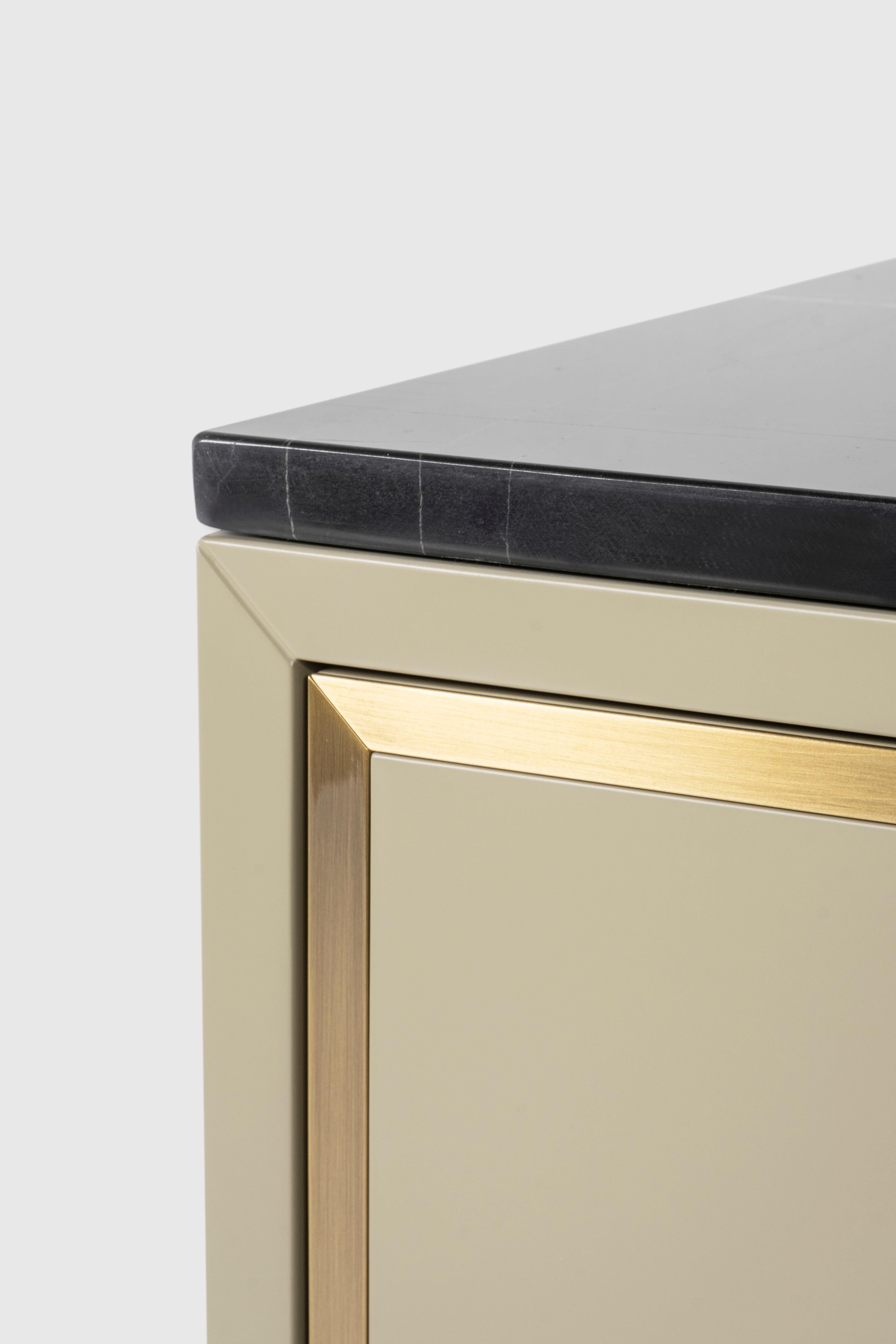 Set de 2 tables de chevet Coupe Mid-Century Modern, Sahara Noir Marble, By Greenapple en vente 5