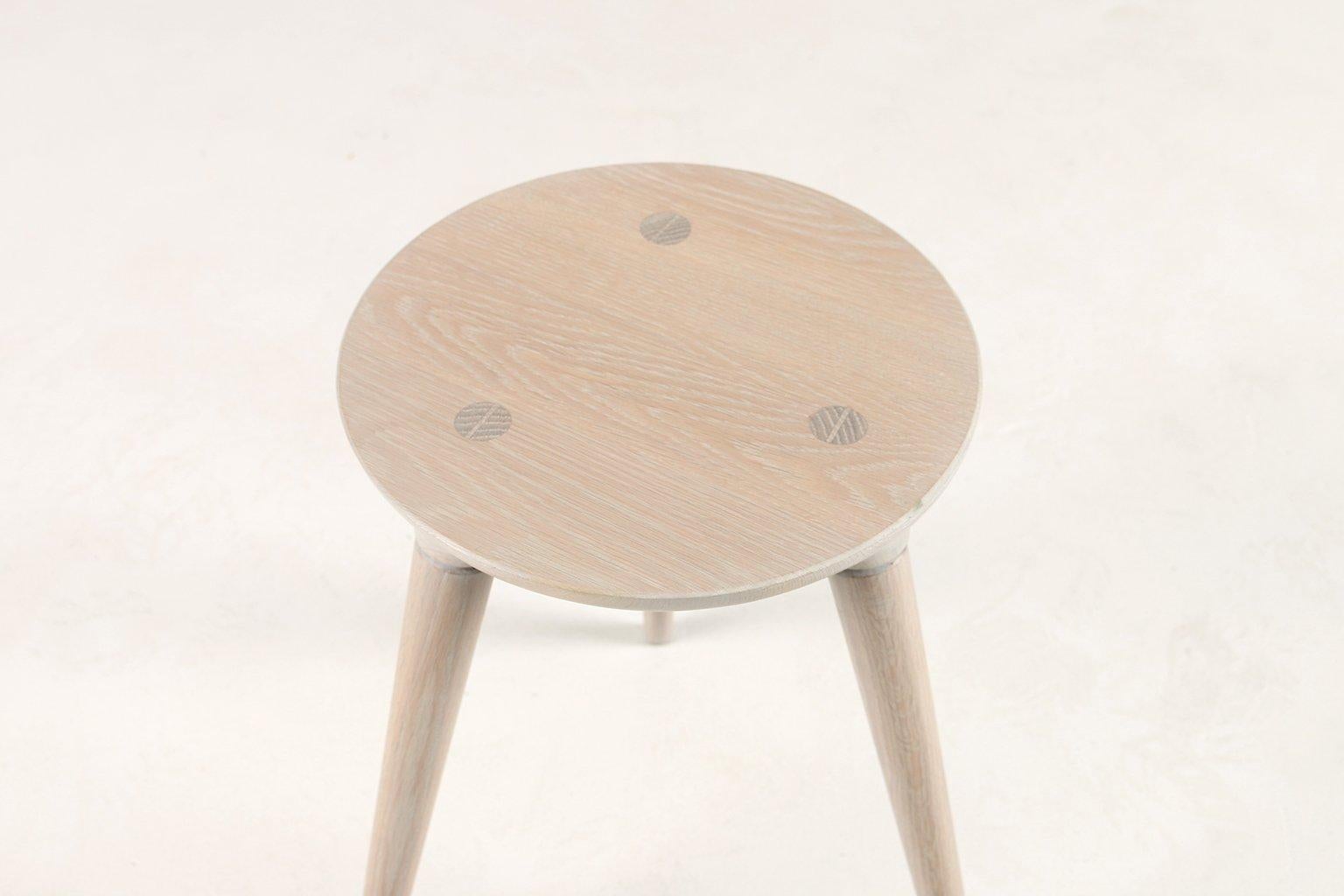 American Mid-Century Modern Coventry Stool by Studio DUNN in Vintage White