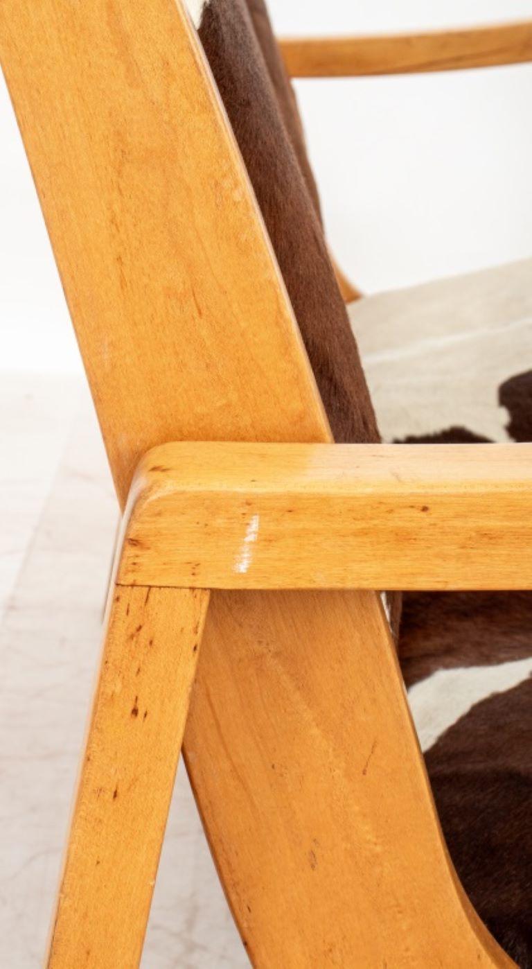 Mid-Century Modern Cow Hide Upholstered Settee 3