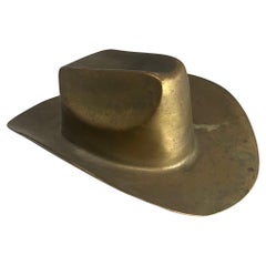 Mid-Century Modern Cowboy Hat Paperweight in solid Brass 1960's