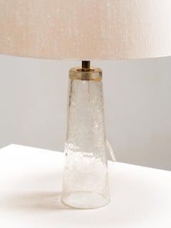 Mid-Century Modern Crackle Glass & Brass Table Lamp by Stockmann, Finland, 1960s