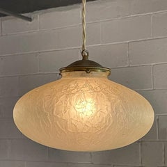 Mid-Century Modern Crackled Glass Orb Pendant Light