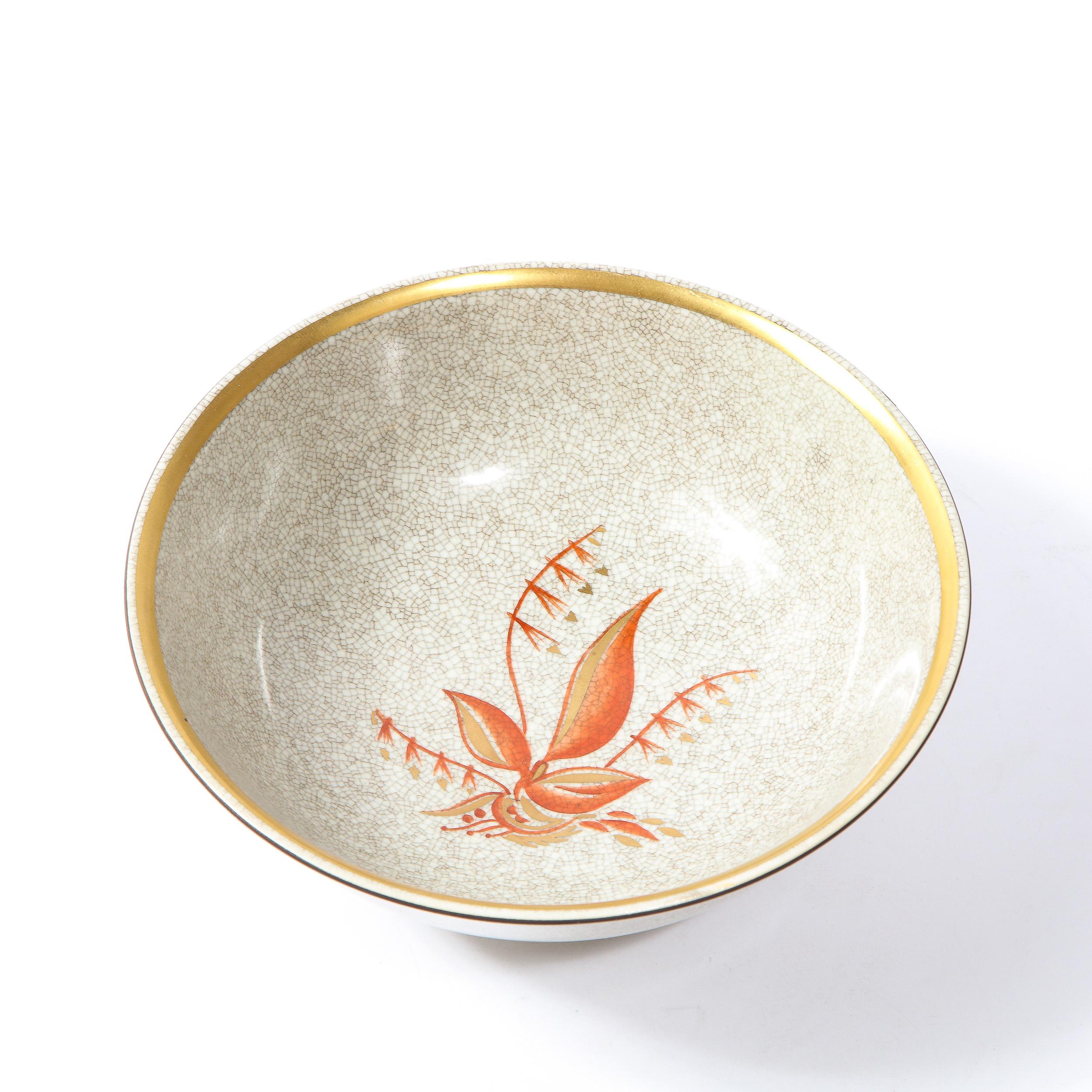 Mid-Century Modern Cracqueleur Ceramic & Yellow Gilt Bowl by Royal Copenhagen For Sale 1