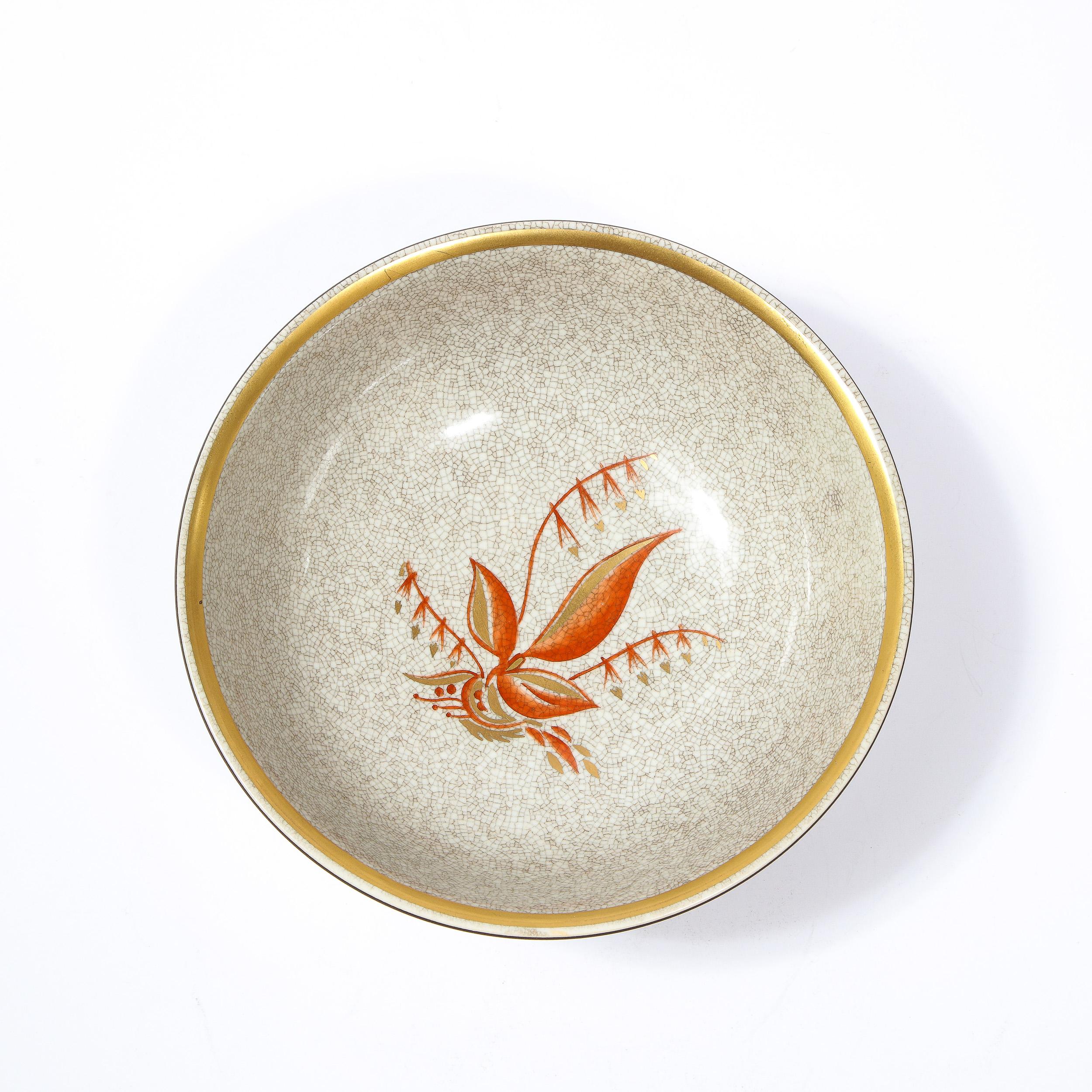 Mid-Century Modern Cracqueleur Ceramic & Yellow Gilt Bowl by Royal Copenhagen For Sale 4