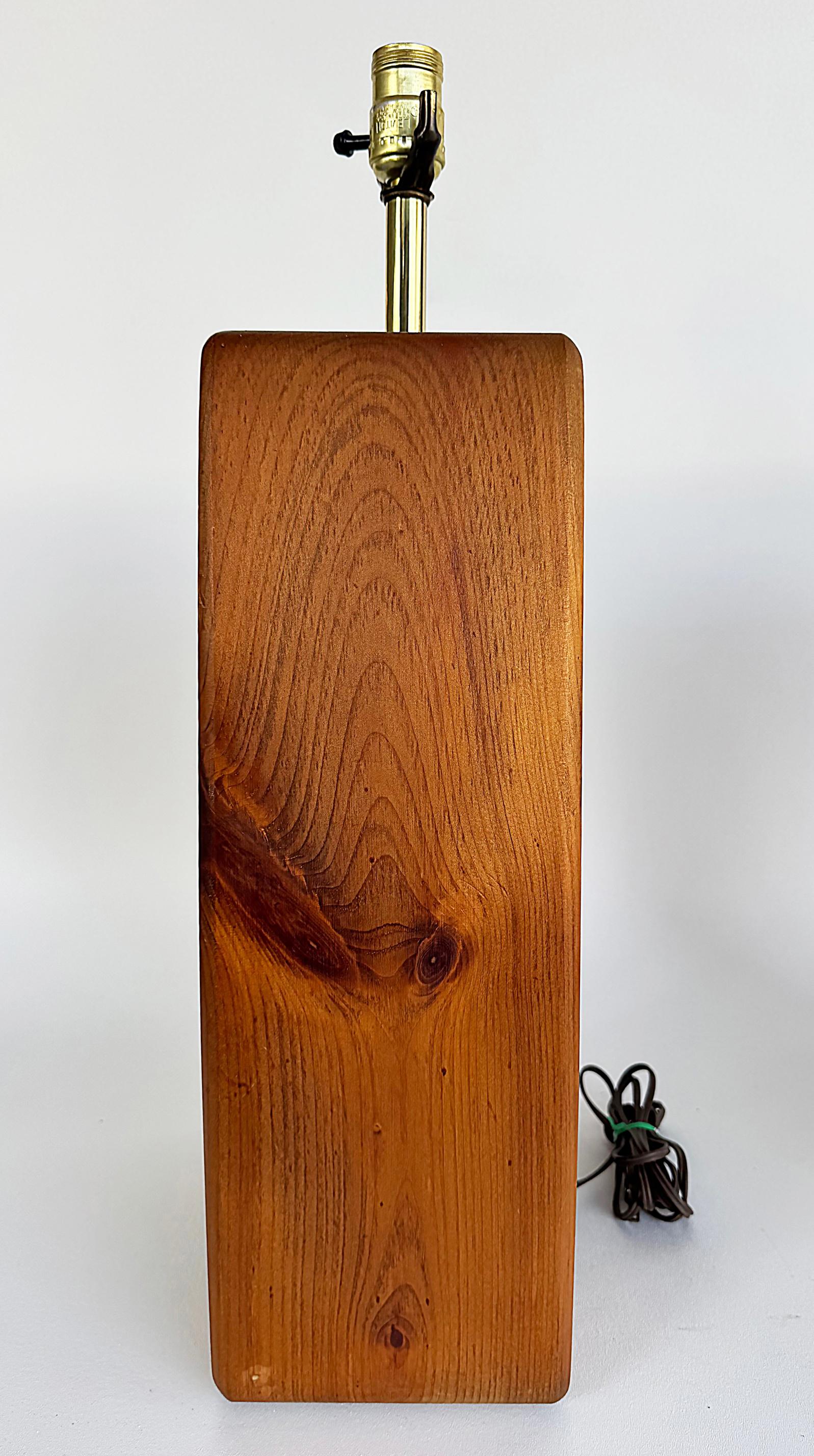 Mid-century Modern Craftsman Style Wood, Cork Table Lamps, Pair In Good Condition For Sale In Miami, FL