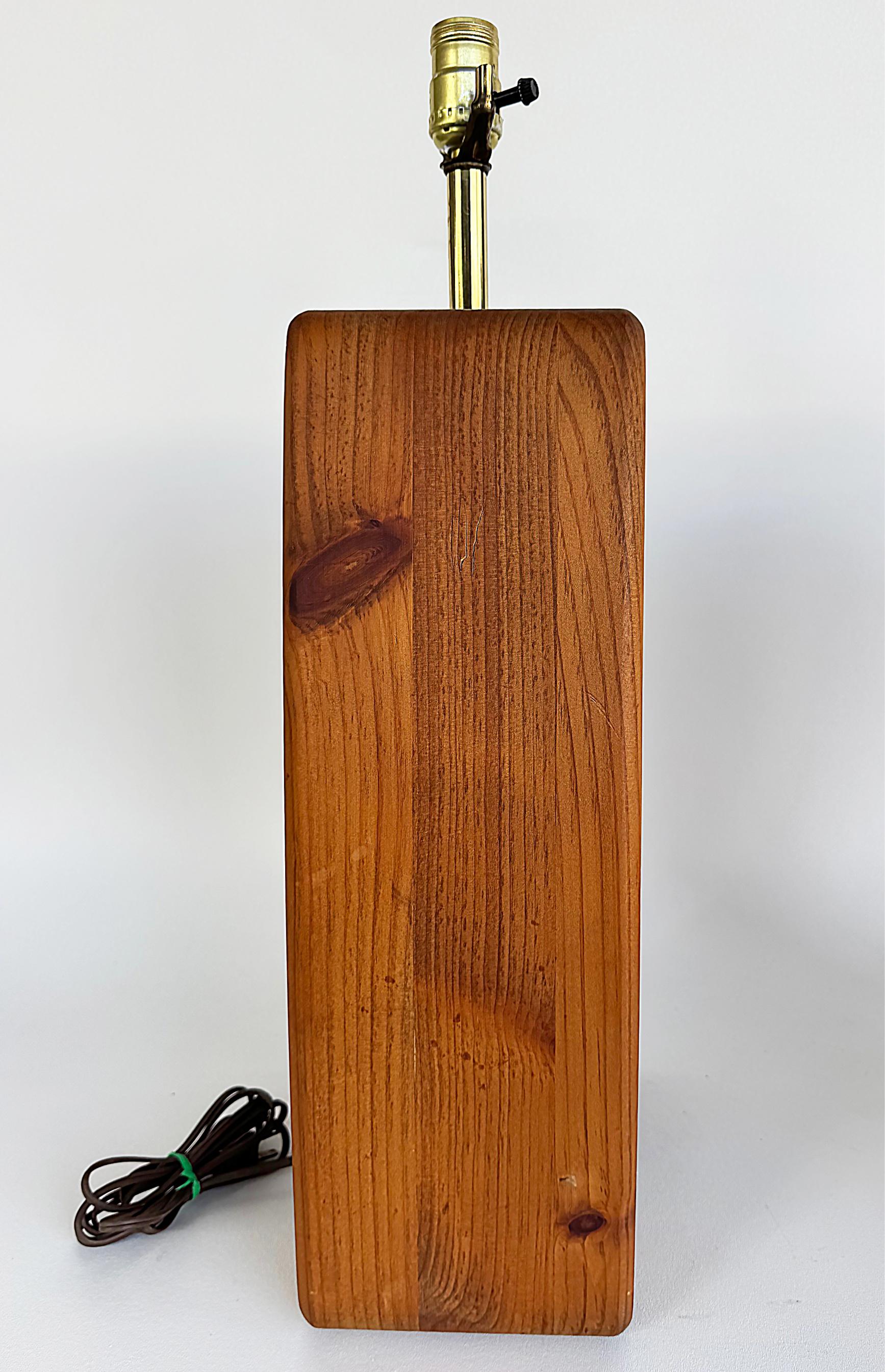 20th Century Mid-century Modern Craftsman Style Wood, Cork Table Lamps, Pair For Sale