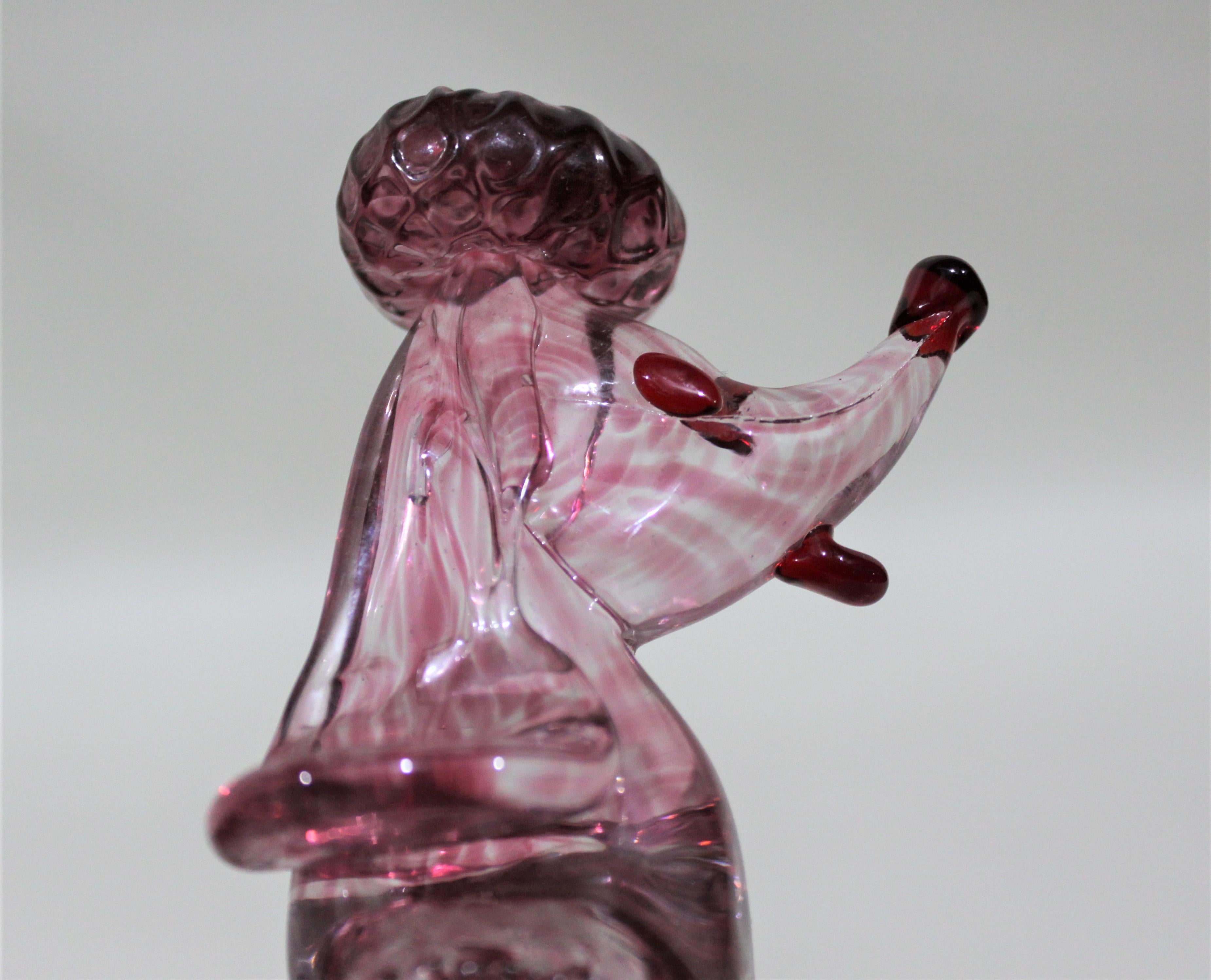 Mid-Century Modern Cranberry or Pink Art Glass Poodle Dog Figurine 1