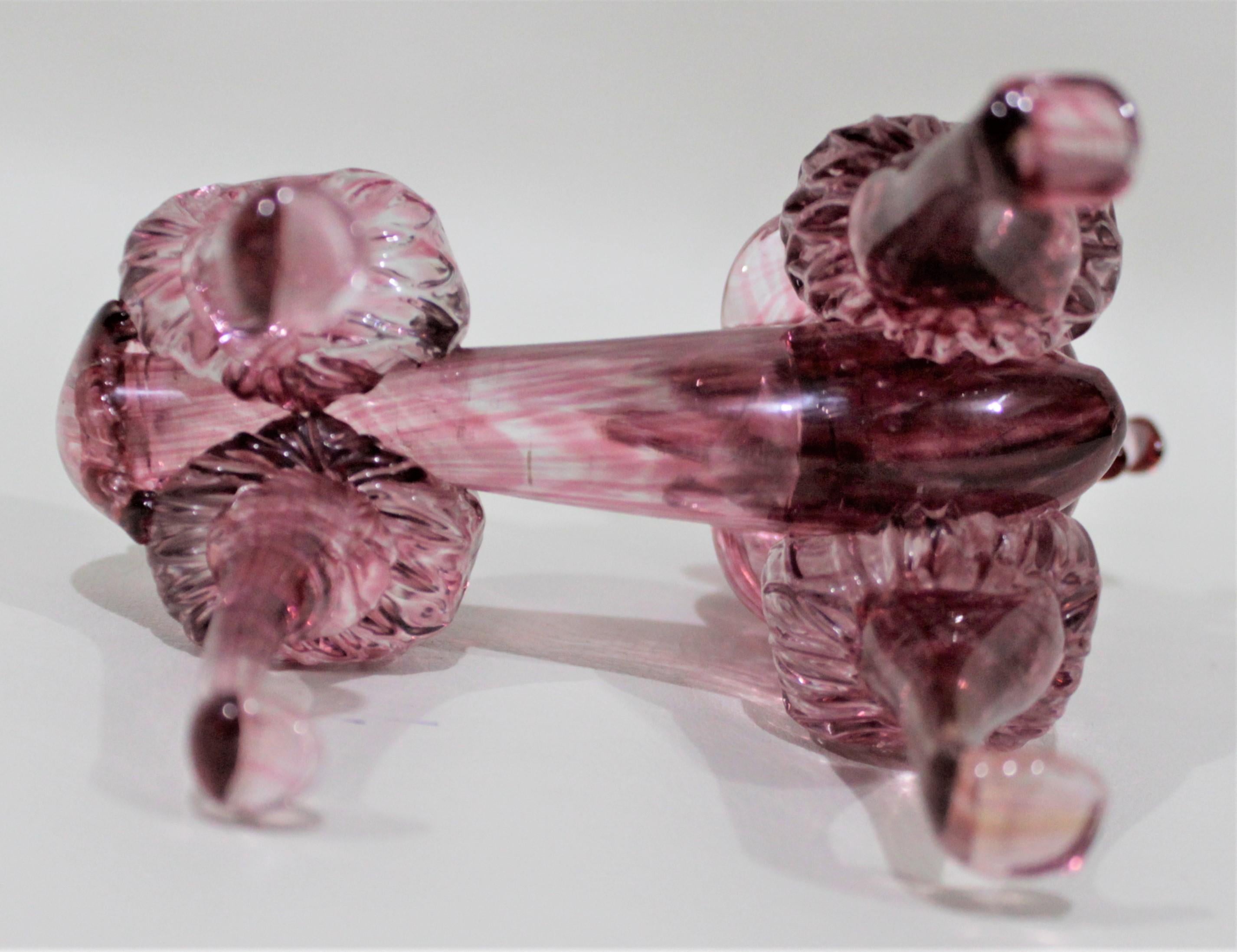 Mid-Century Modern Cranberry or Pink Art Glass Poodle Dog Figurine In Good Condition In Hamilton, Ontario