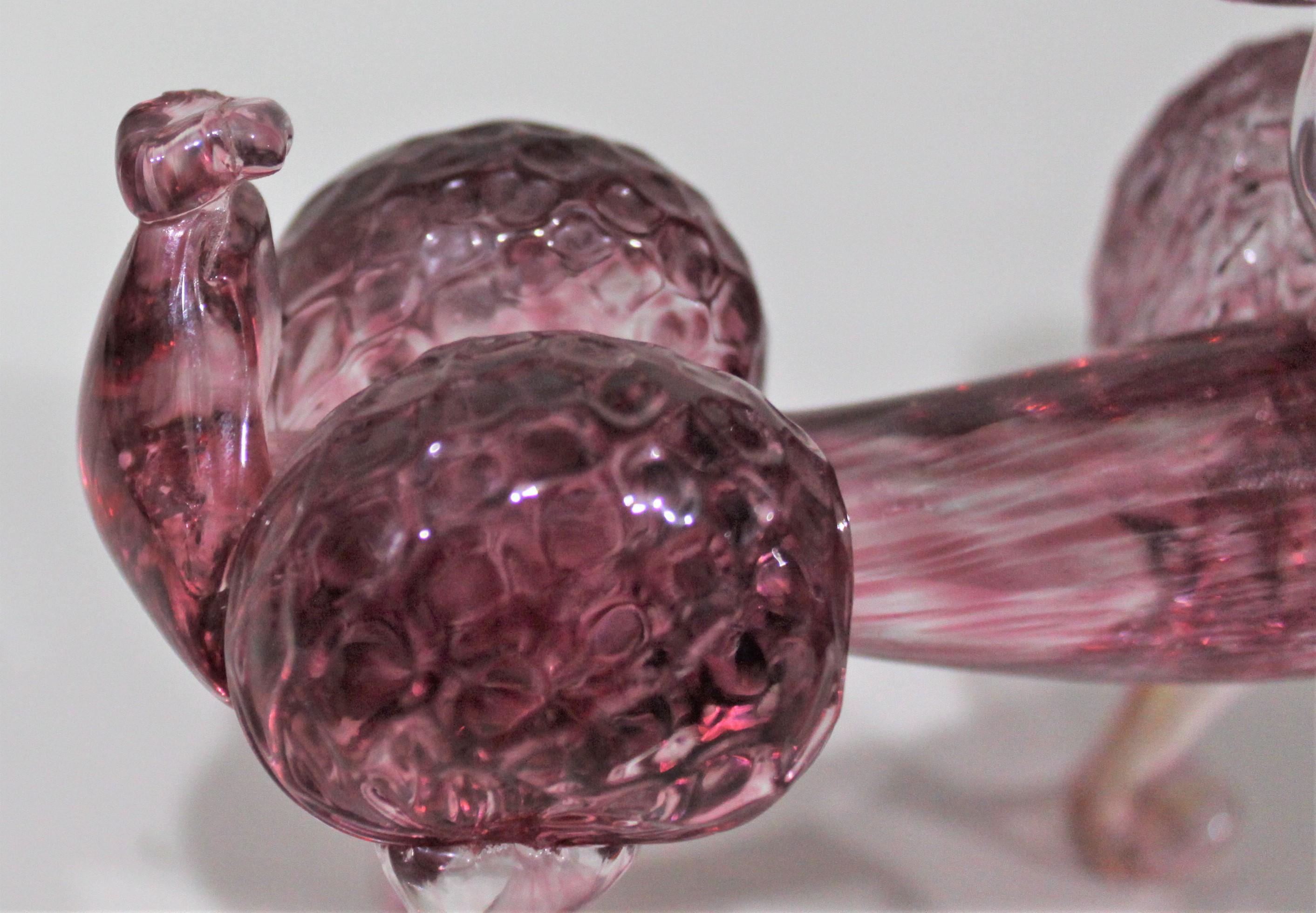 20th Century Mid-Century Modern Cranberry or Pink Art Glass Poodle Dog Figurine