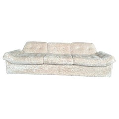 Mid Century Modern Cream Faux Fur Gondola Style Sofa