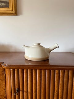 Moderne Teekanne aus cremefarbenem Steingut aus der Jahrhundertmitte, Franco Bucci Italien ca. 1970