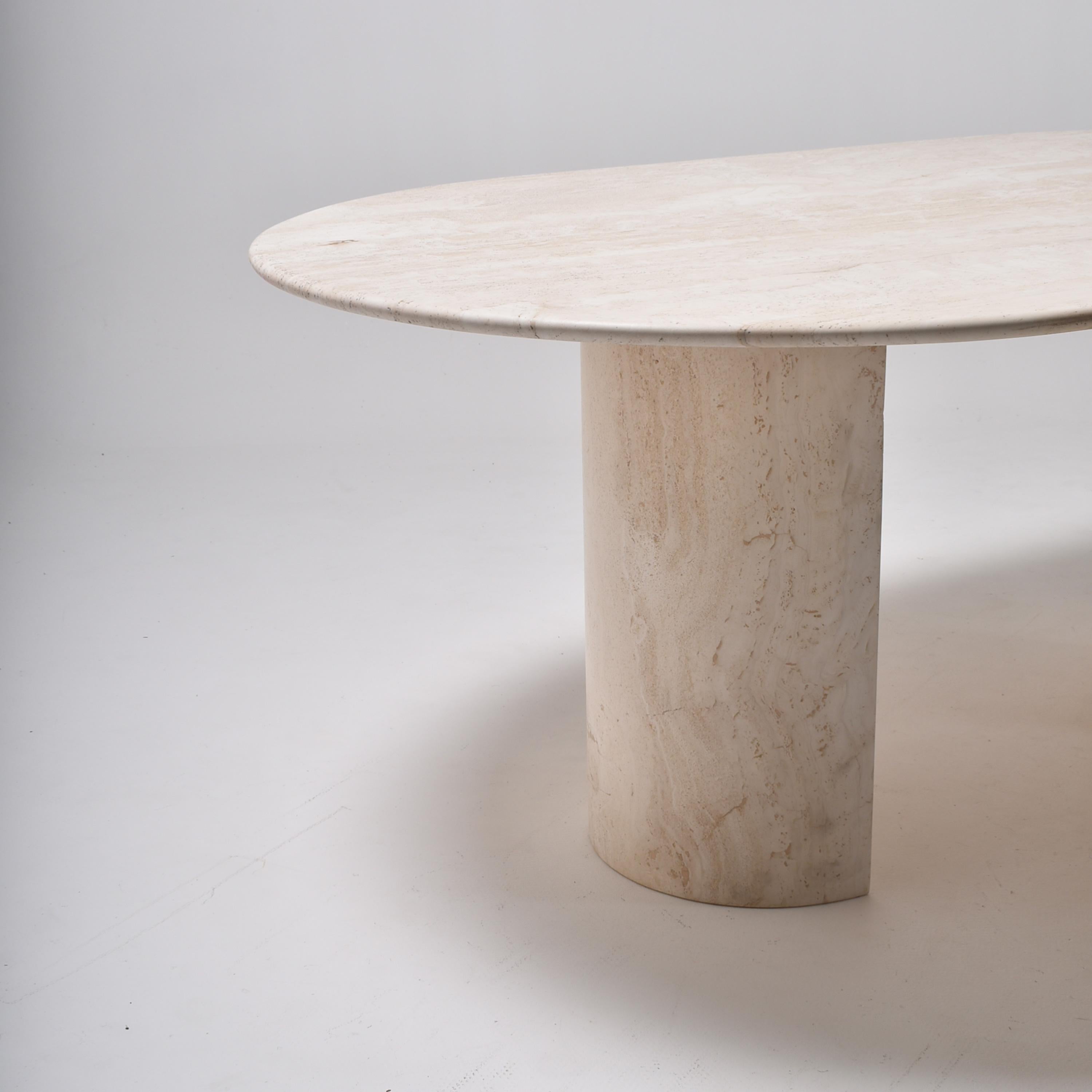travertine oval dining table