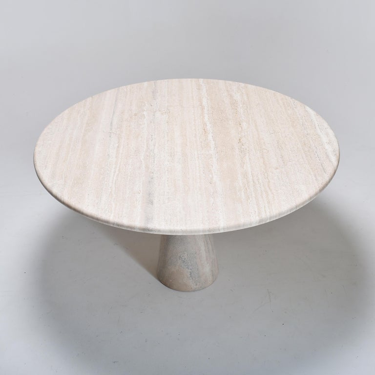 Mid-Century Modern Cream Round Pedestal Travertine Dining Table, Italy ...