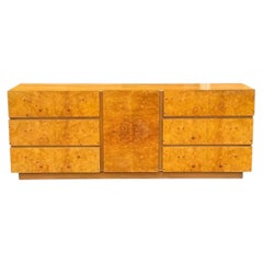 Mid century modern credenza by Lane Furniture. Case clad in richly figured burl