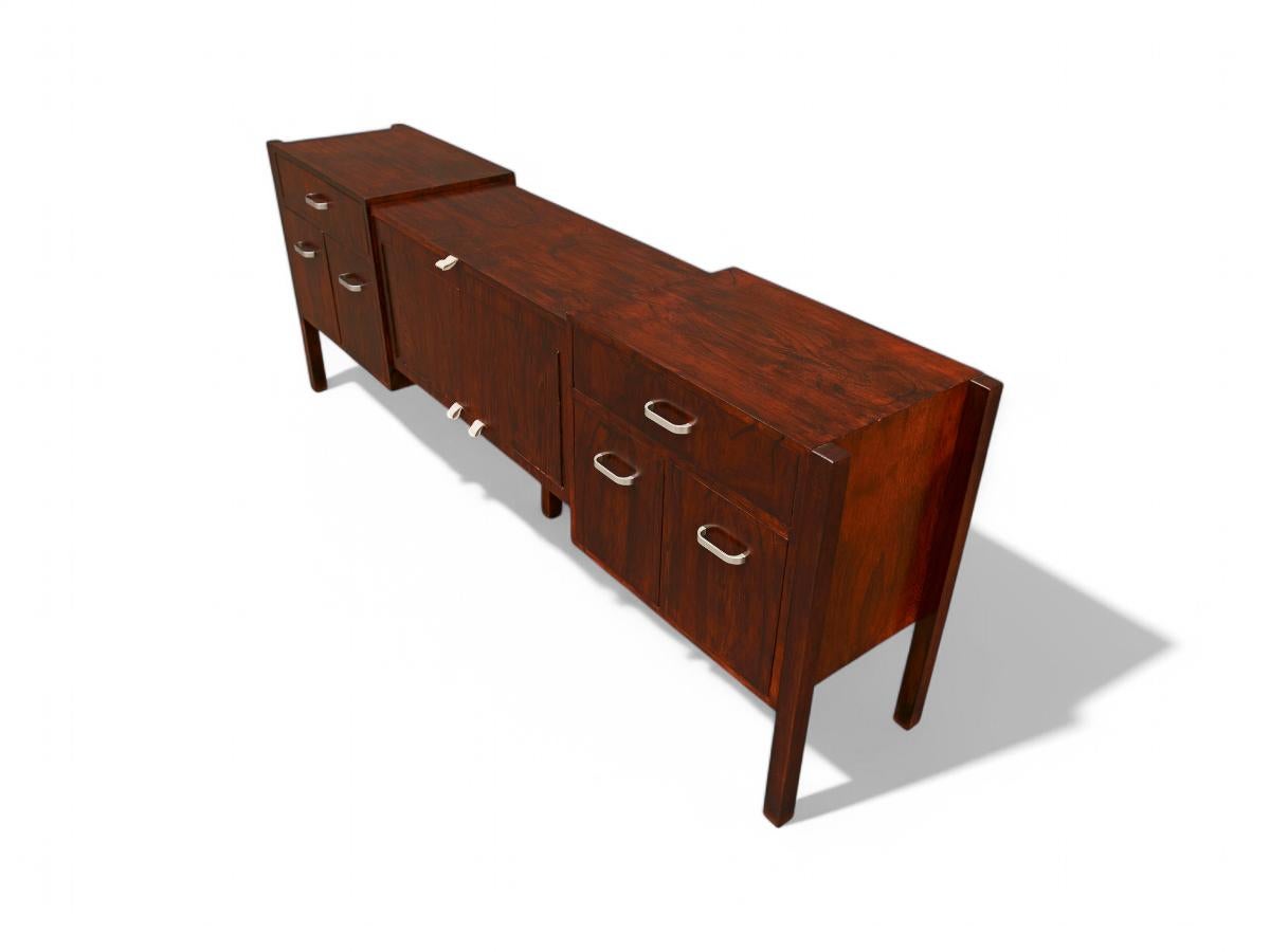 Metalwork Mid Century Modern Credenza in Brazilian Hardwood by Jorge Zalszupin, 1960 For Sale