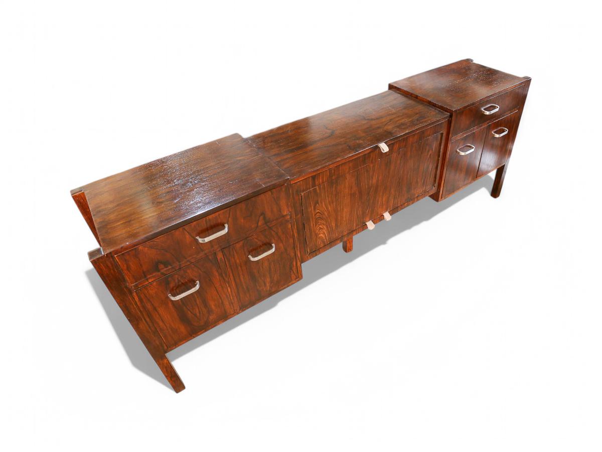 Metal Mid Century Modern Credenza in Brazilian Hardwood by Jorge Zalszupin, 1960 For Sale