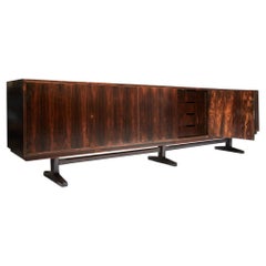 Credenza moderna di metà secolo in legno duro e ottone di Novo Rumo, 1960, Brasile