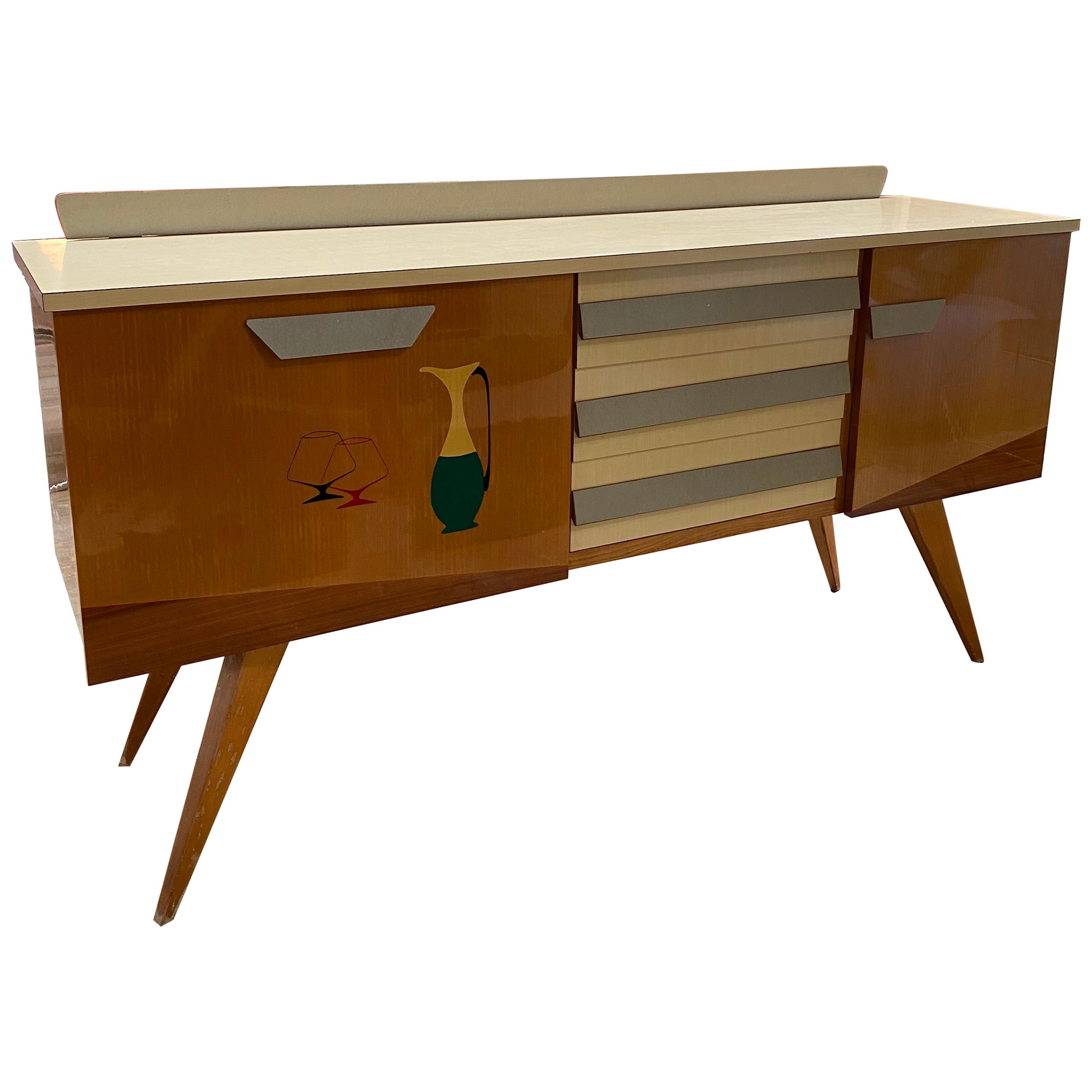 Mid-Century Modern Credenza in Wood, Italy, 1960s