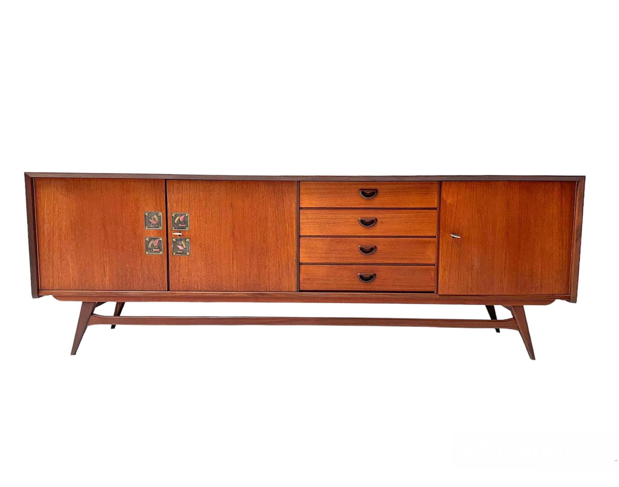 Dutch Mid-Century Modern Credenza or Sideboard by Louis van Teeffelen for WéBé, 1960s For Sale
