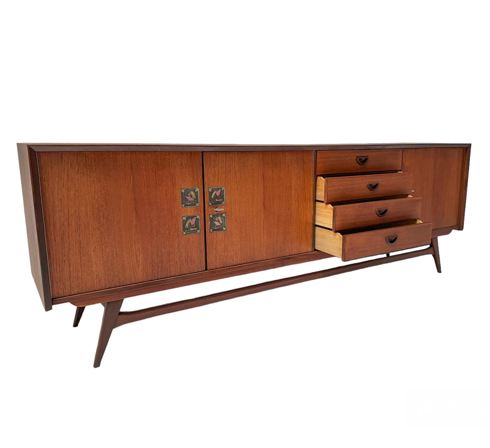 Ceramic Mid-Century Modern Credenza or Sideboard by Louis van Teeffelen for WéBé, 1960s For Sale