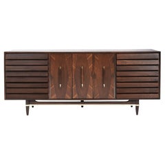 Mid Century Modern Credenza with Brass Accents, C. 1950s