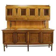 Retro Mid-Century Modern Credenza with Hutch J. L. Metz Attributed Contempora Line