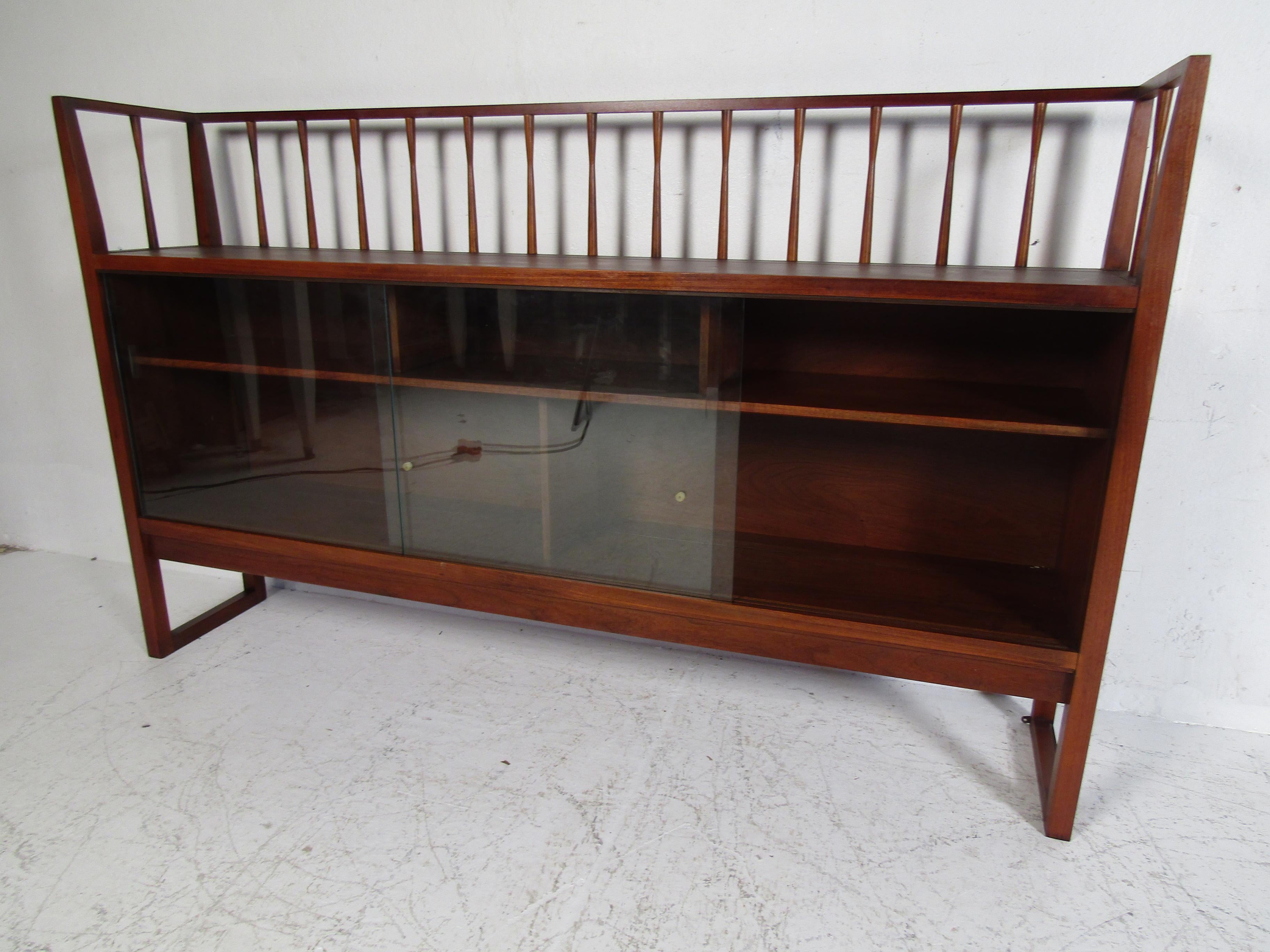 Walnut Mid-Century Modern Credenza with Topper by Lane For Sale