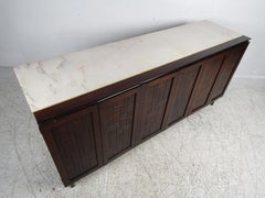 Mid-Century Modern Credenza with Travertine Topper from John Stuart
